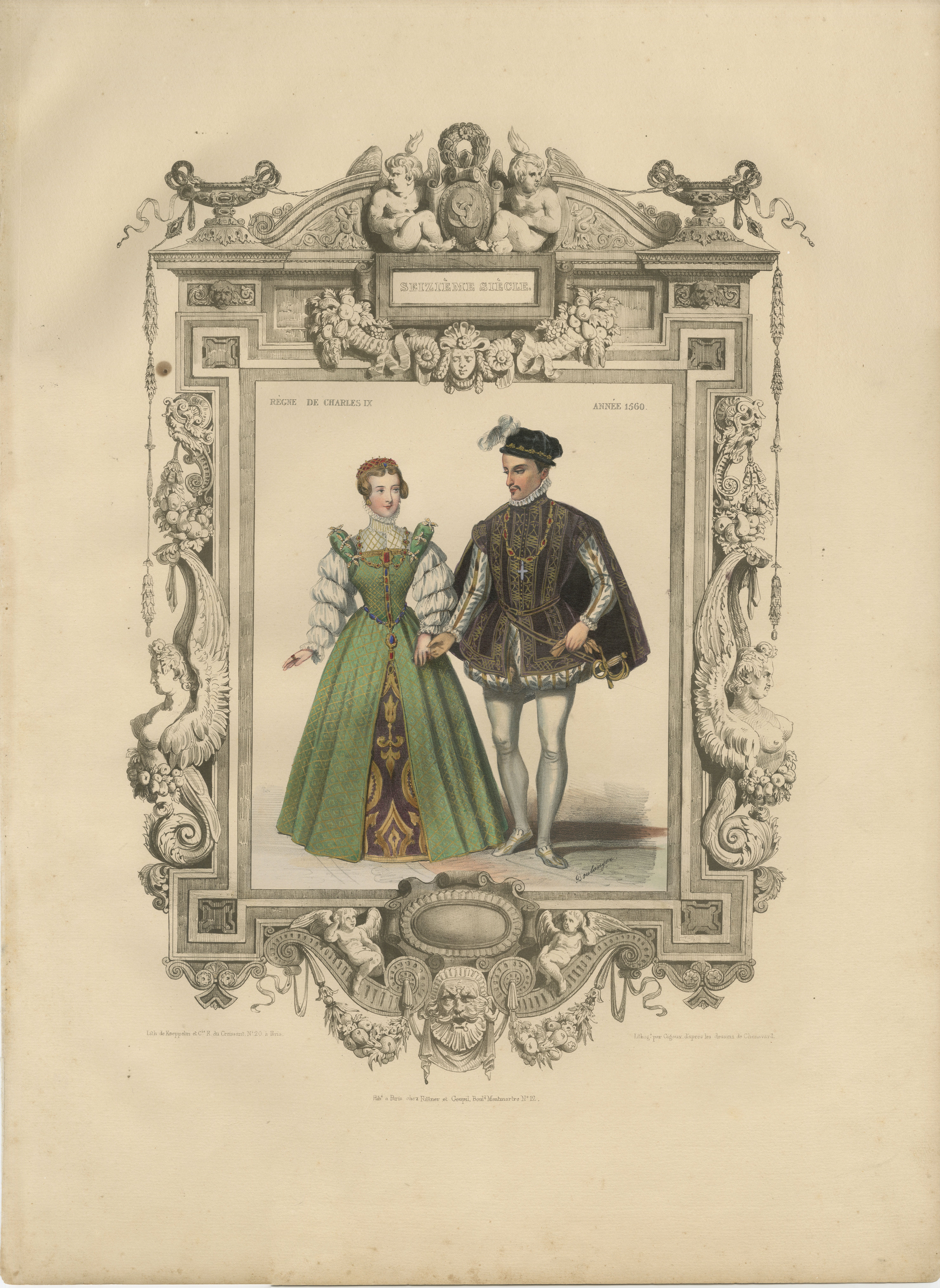 Charles IX French Court Costume – Royal Couple, 1847