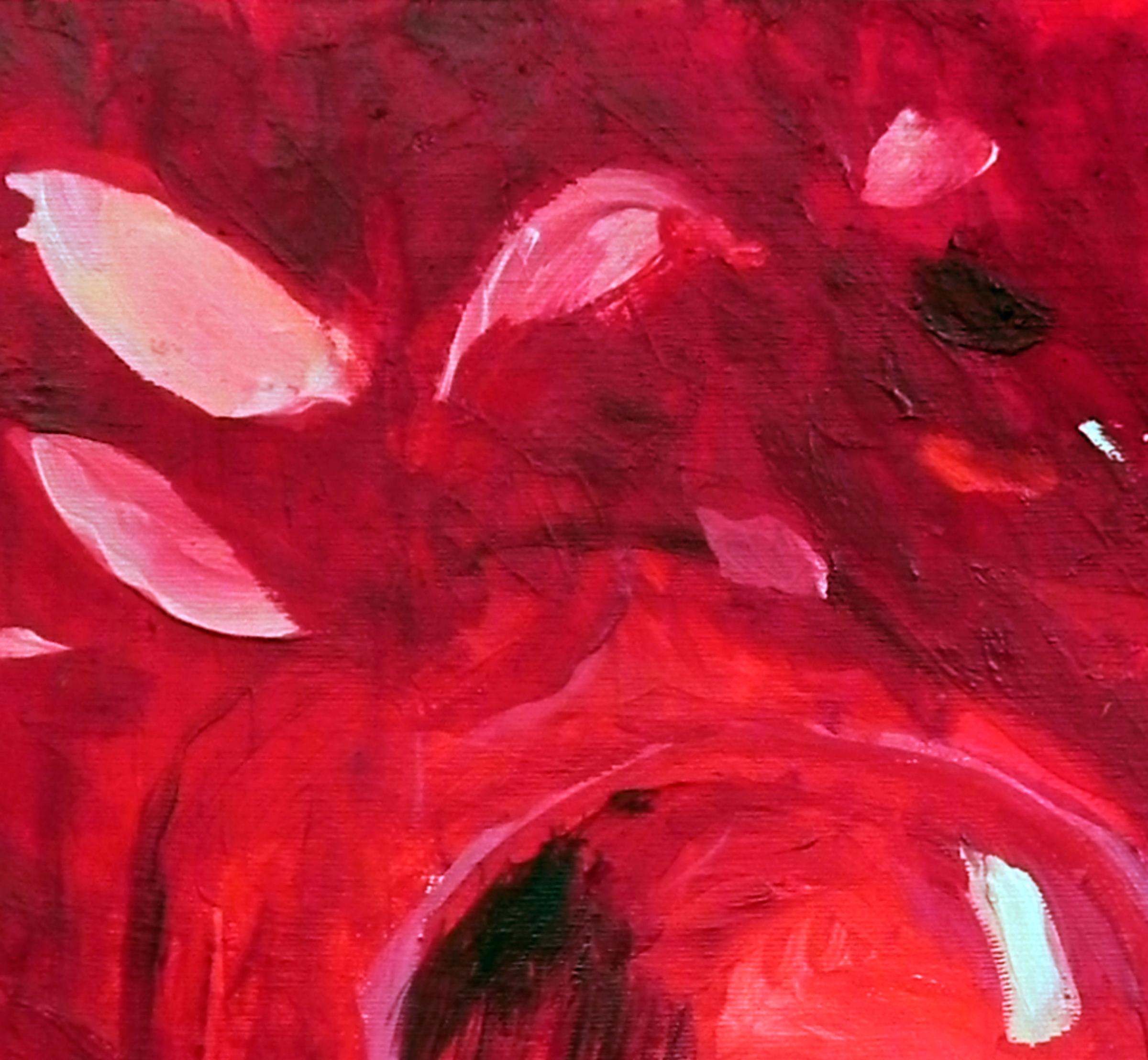 Vanitas - 21st Century, Skull, Red, Figurative Painting, Small 1