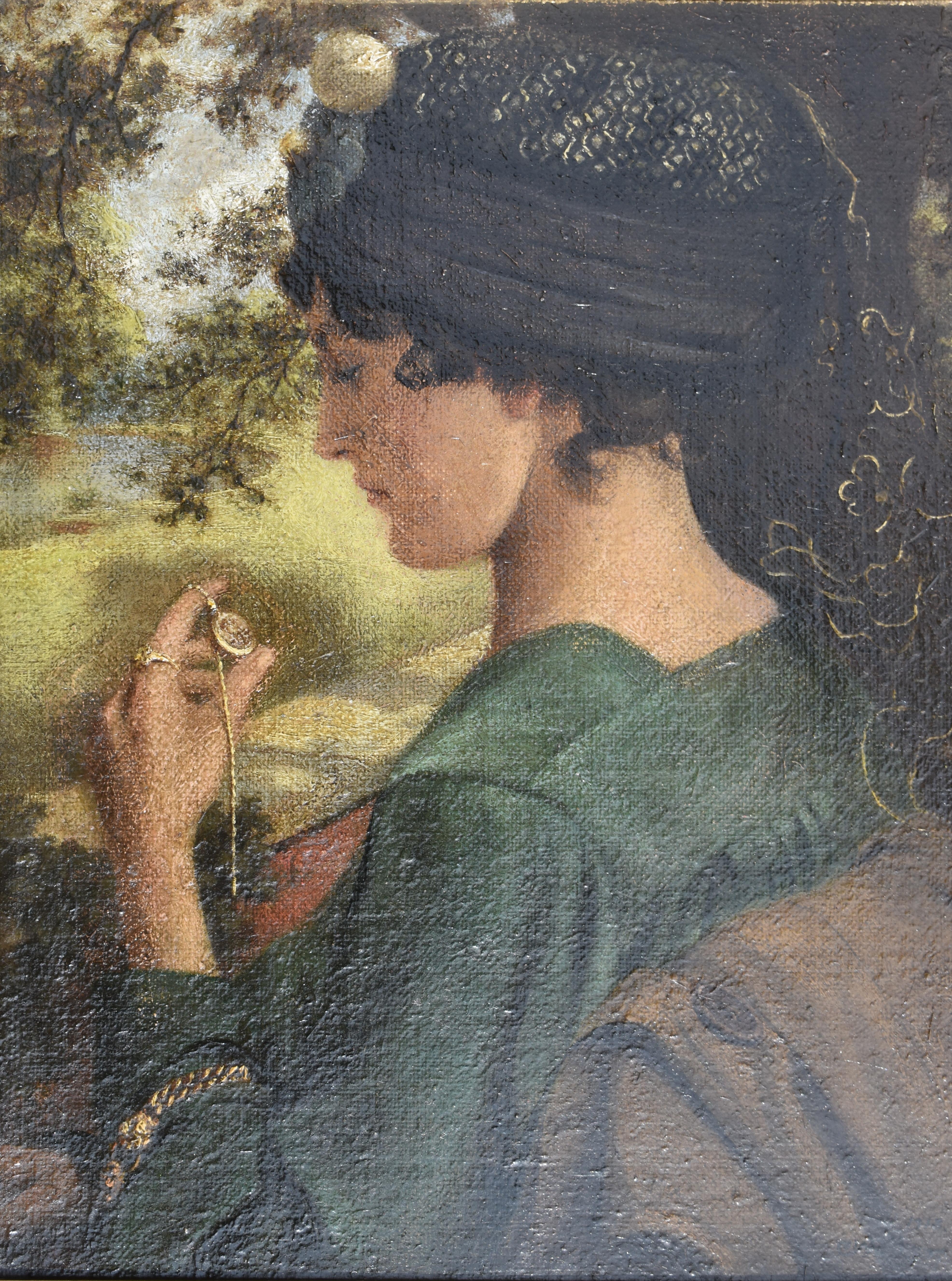 J. Charles Walker (1828-1924) Pittura ad olio di ispirazione pre raffaellesca - Painting di Charles J Walker