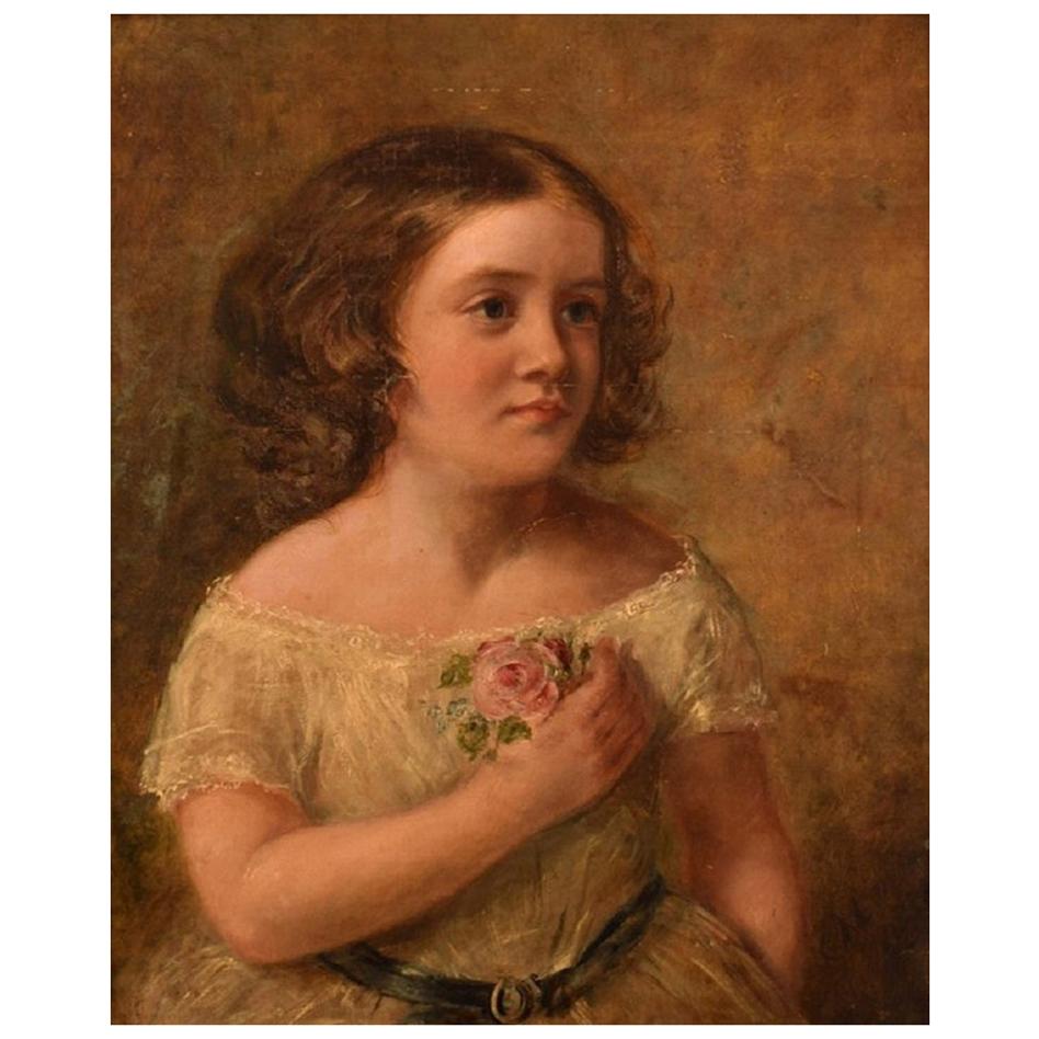 Charles James Lewis, England, Oil on Canvas, Portrait of Girl