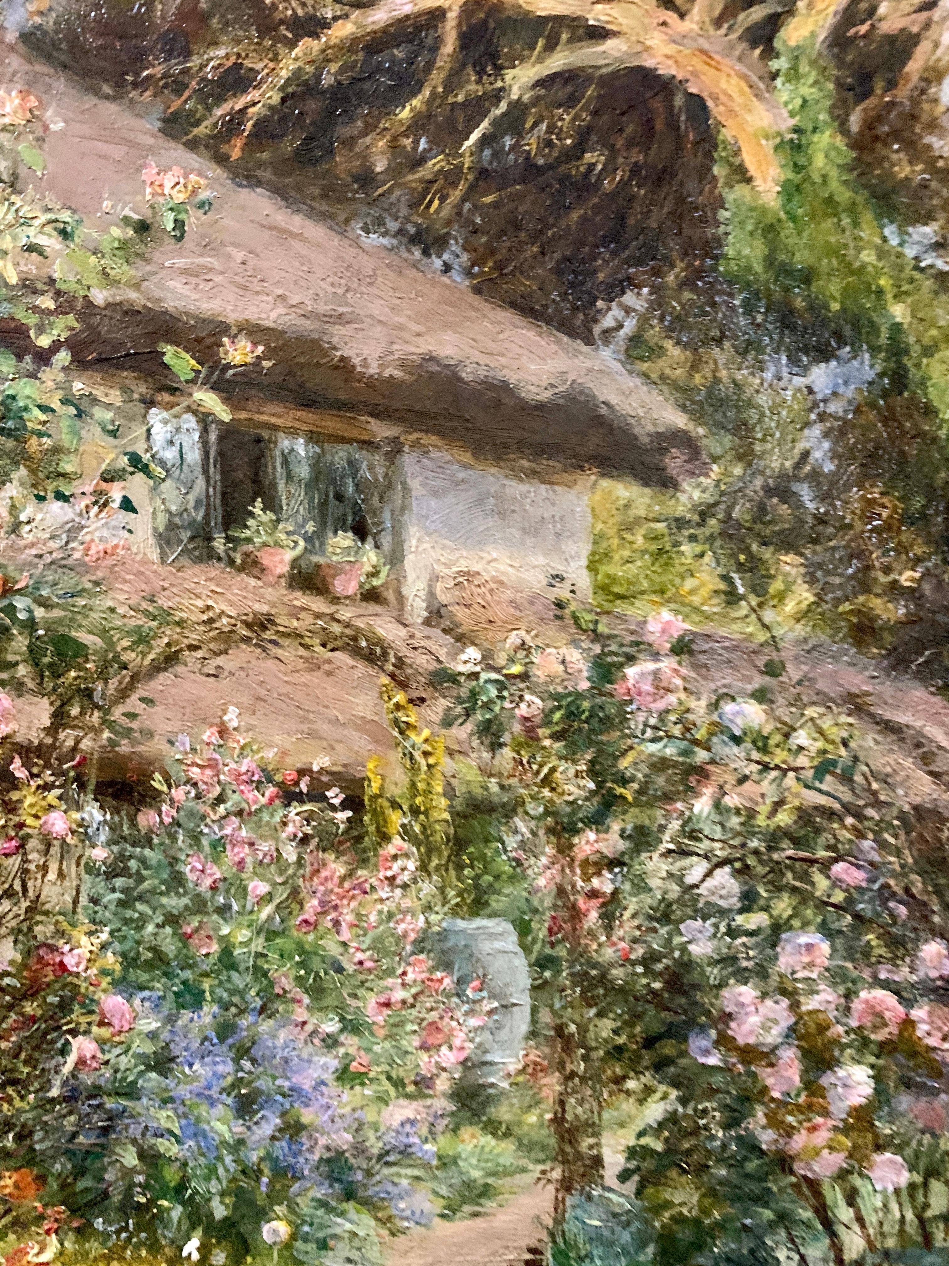 English 19th century Victorian Cottage Garden Harvest landscape, with flowers For Sale 3