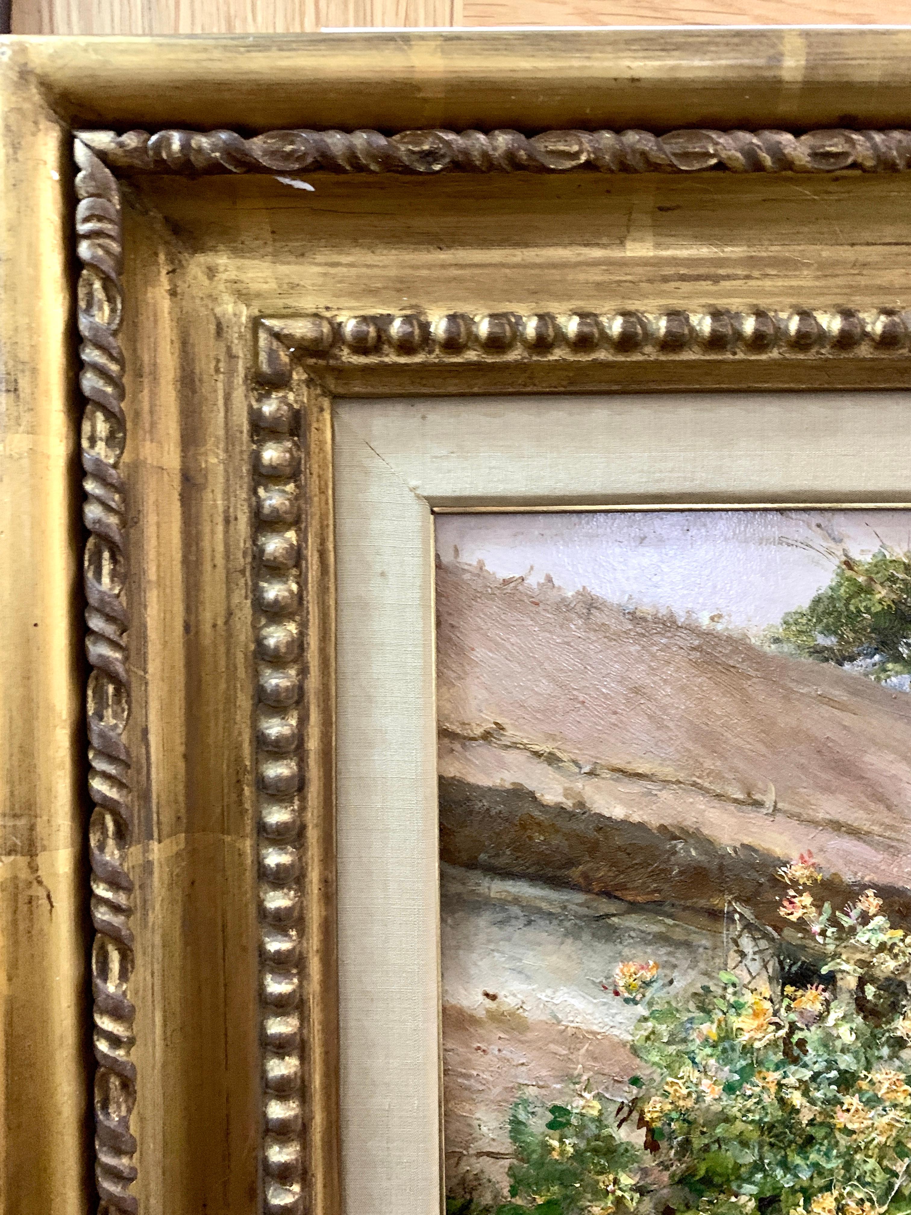 English 19th century Victorian Cottage Garden Harvest landscape, with flowers For Sale 5