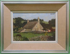 Charles James McCall (1907-1989) British oil painting COTSWOLD COTTAGE LANDSCAPE