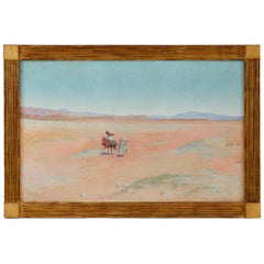 'Travellers in the Desert,' A large Orientalist painting by C. J. Theriat