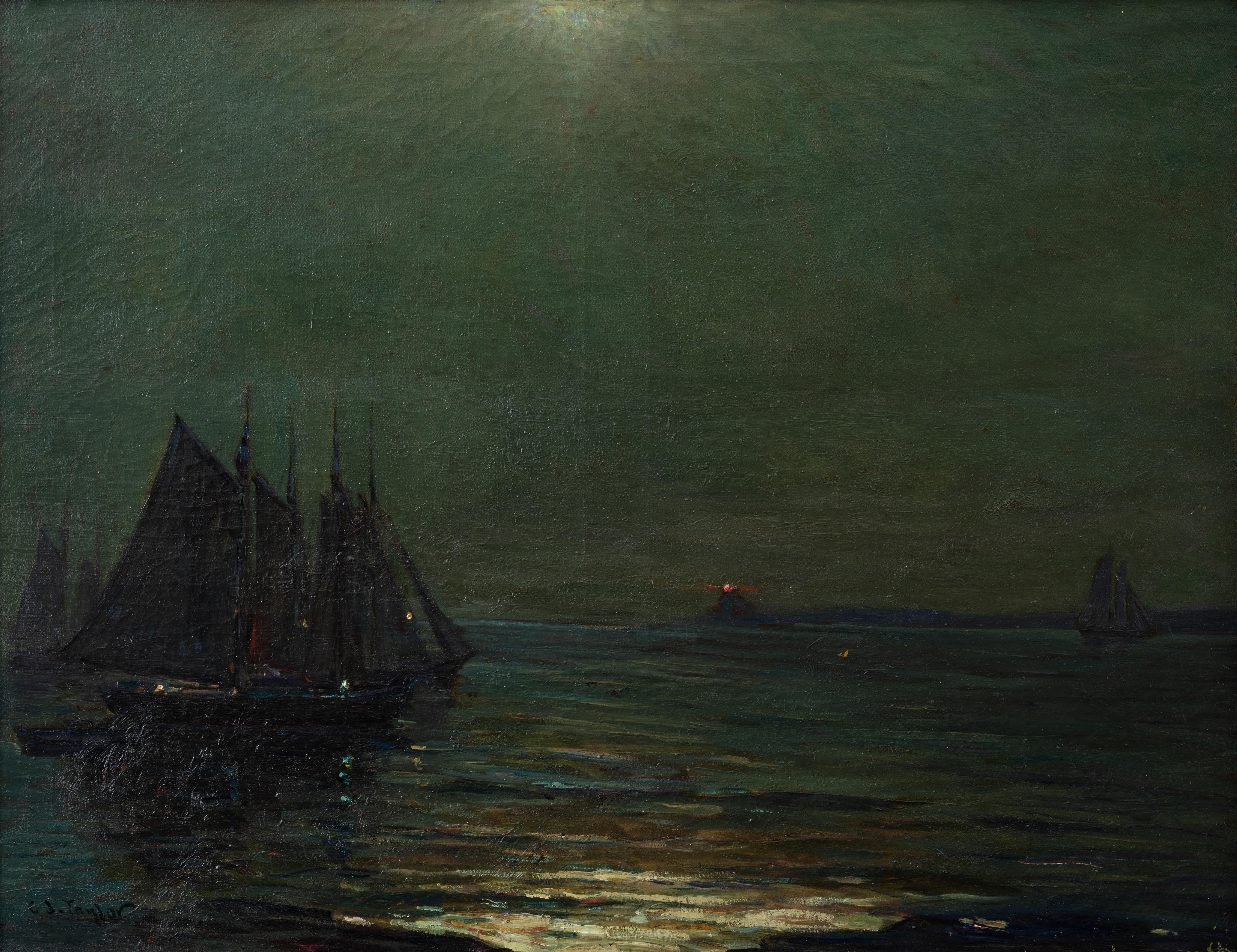 Navi al chiaro di luna - Painting di Charles Jay Taylor