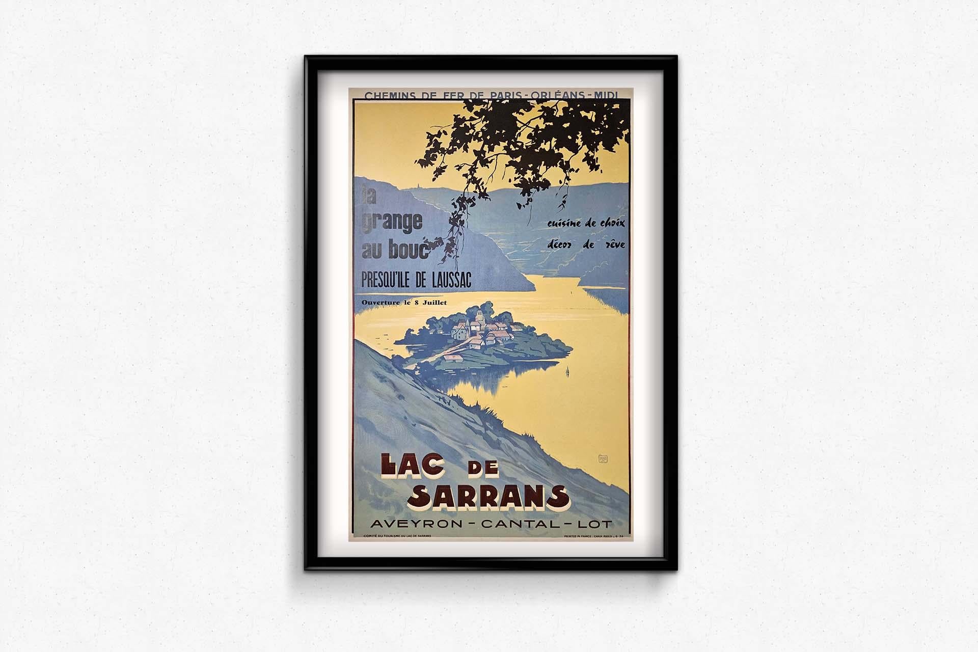 1935 original poster by Alo Chemins de fer de Paris Orléans Midi Lac de Sarrans - Art Deco Print by Charles-Jean Hallo (ALO)