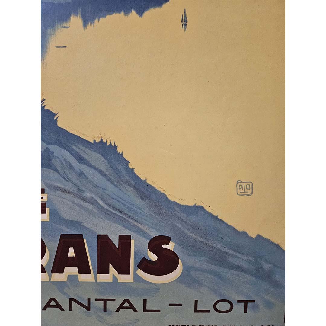 Alo's 1935 poster for Chemins de fer de Paris Orléans Midi, featuring Lac de Sarrans and the picturesque Laussac peninsula in Cantal and Lot, emerges as a masterpiece that transcends the realms of advertisement, inviting viewers into a dreamlike