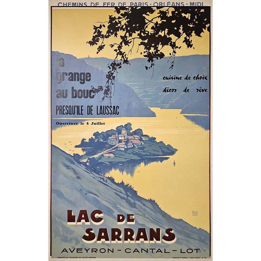 1935 original poster by Alo Chemins de fer de Paris Orléans Midi Lac de Sarrans - Print by Charles-Jean Hallo (ALO)