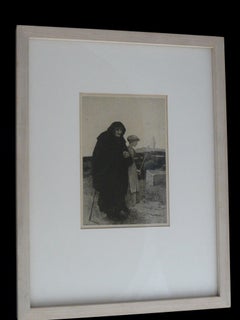 Homeless. 19th Century Etching