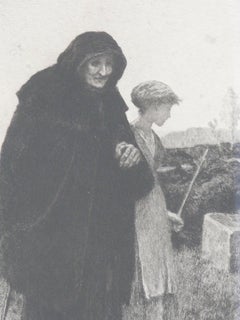 Homeless. 19th Century Etching