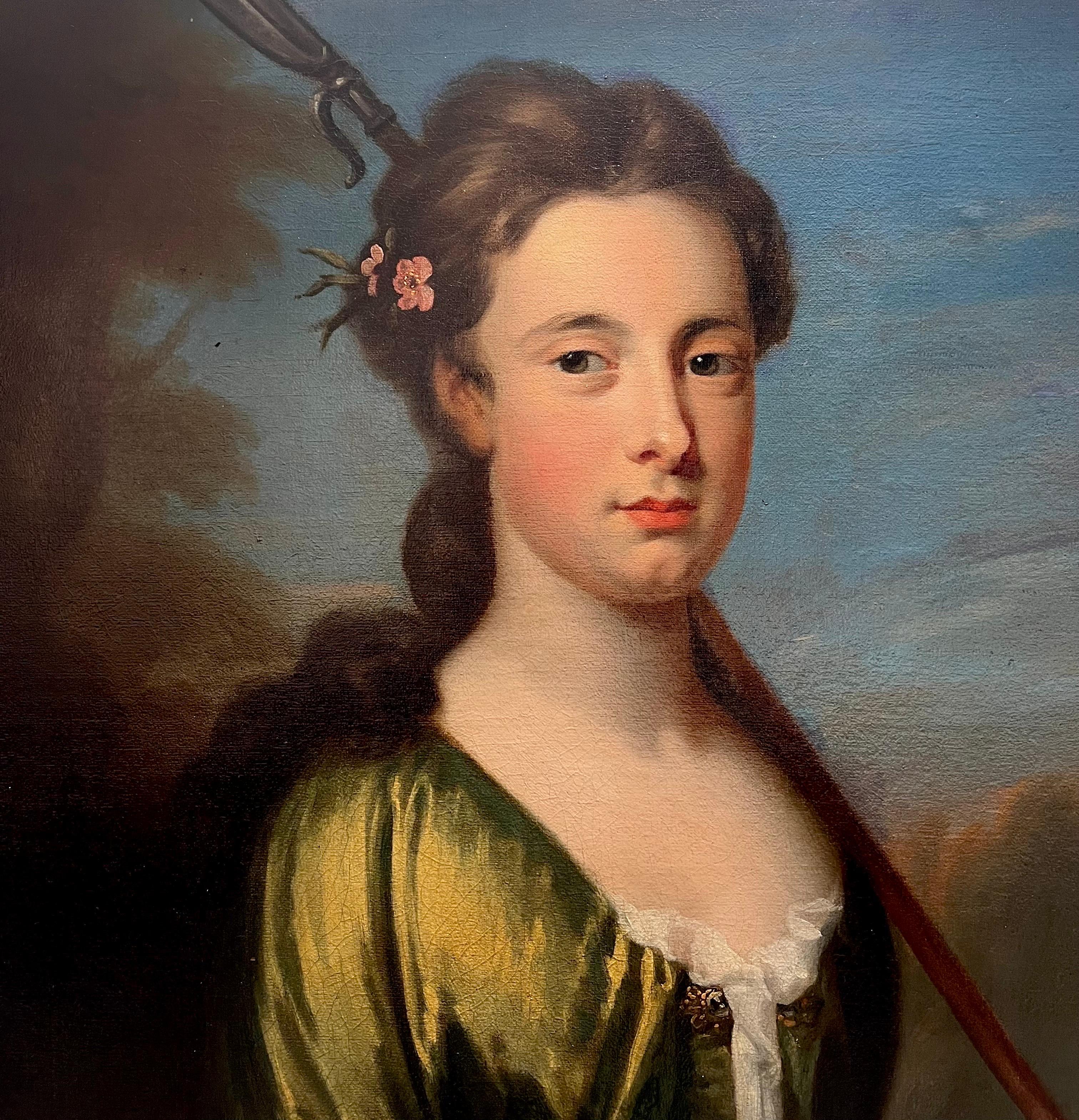 Ritratto inglese del XVIII secolo di una giovane donna in veste di pastorella 2