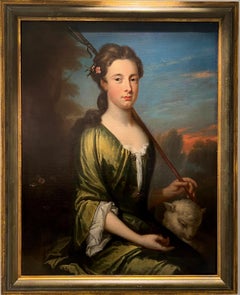 18th century English portrait of a young lady as a shepherdess 