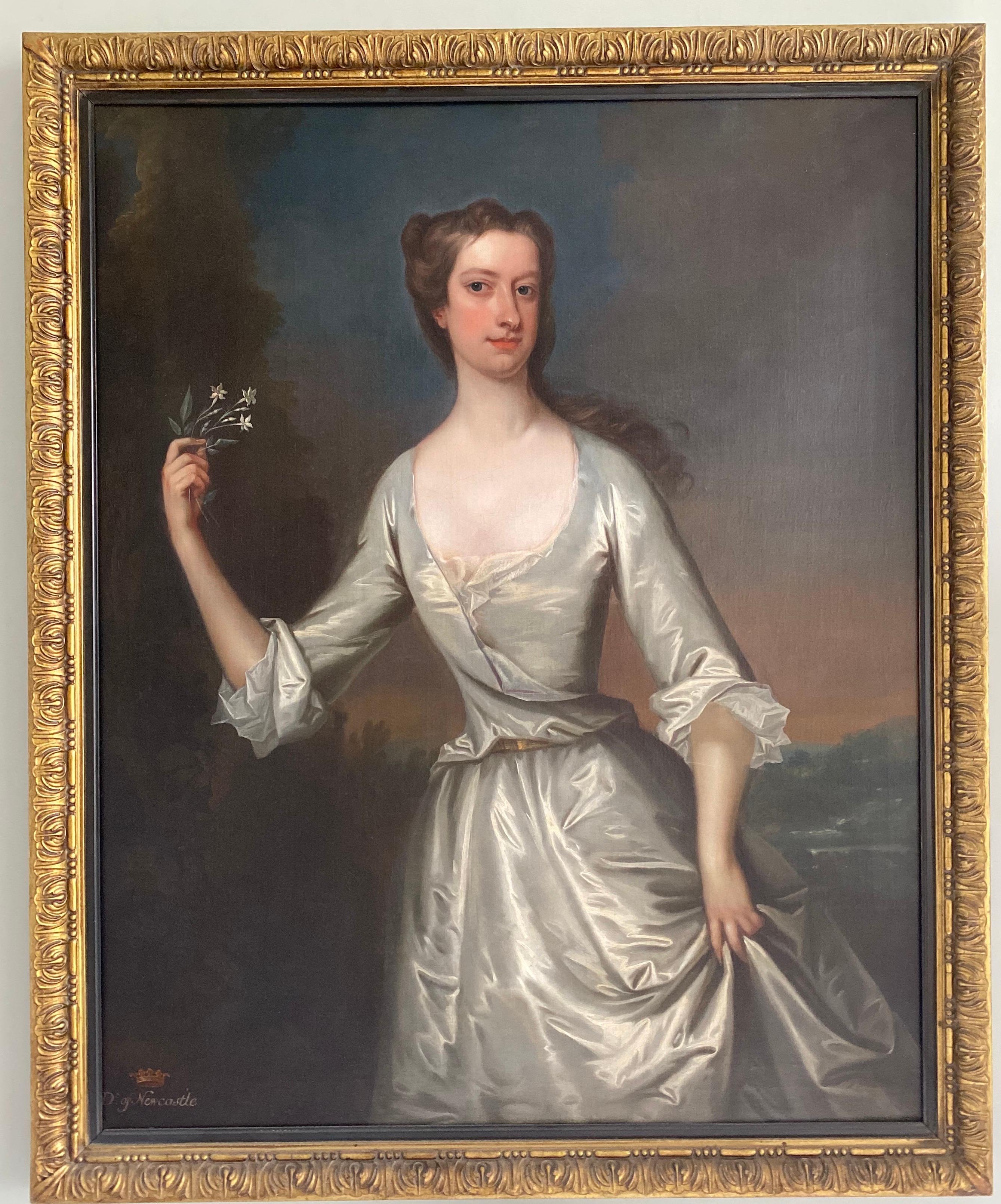 Charles Jervas Portrait Painting – Englisches Porträt von Henrietta Pelham-Holles, Herzogin von Newcastle, aus dem 18. Jahrhundert. 