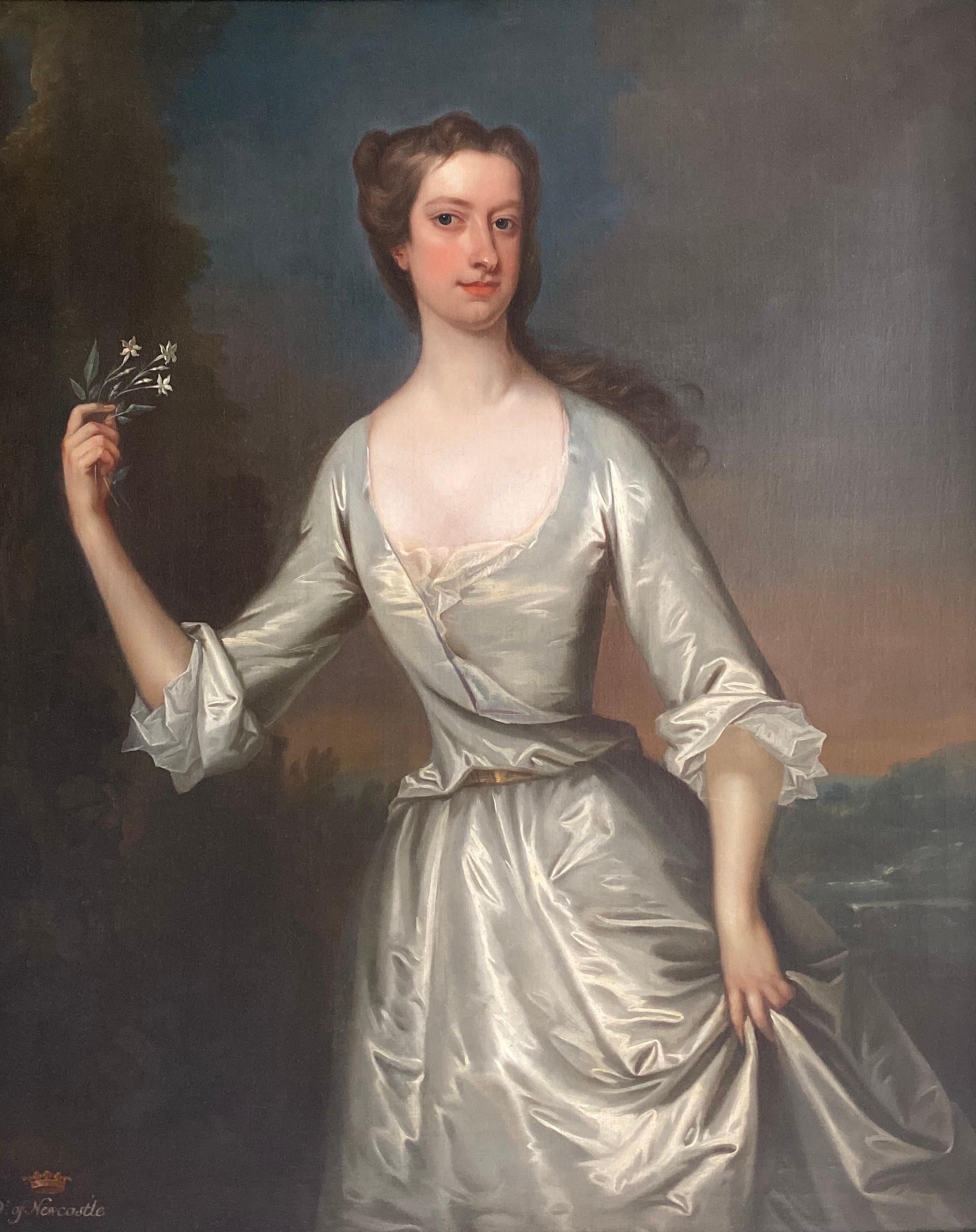 English 18th century portrait of Henrietta Pelham-Holles, Duchess of Newcastle. - Painting by Charles Jervas