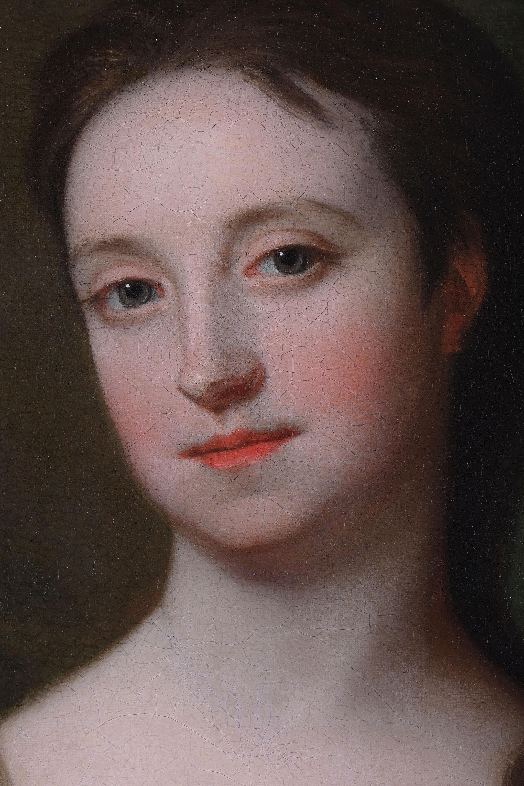 Portrait d'une dame, peut-être Frances Thynne, Lady Worsley 1673-1750, huile sur toile - École anglaise Painting par Charles Jervas