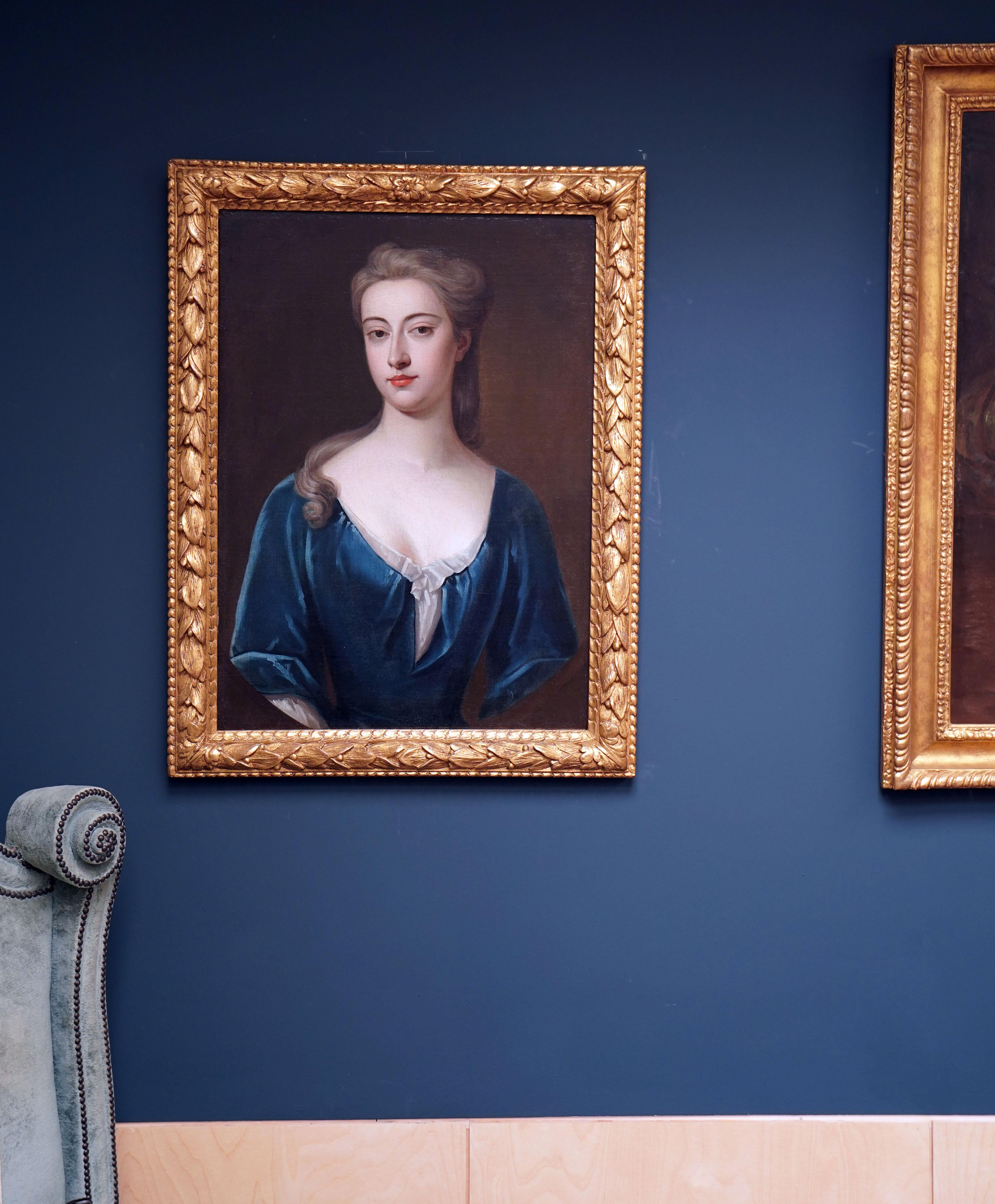 This charming 17th Century half length portrait by Charles Jervas is believed to be of Henrietta Pelham–Holes, Duchess of Newcastle. The sitter is wearing a blue silk gown.

Circa 1700
Oil on Canvas
27 x 19 1/2 inches
68.5 x 49.5 cm

In a fine