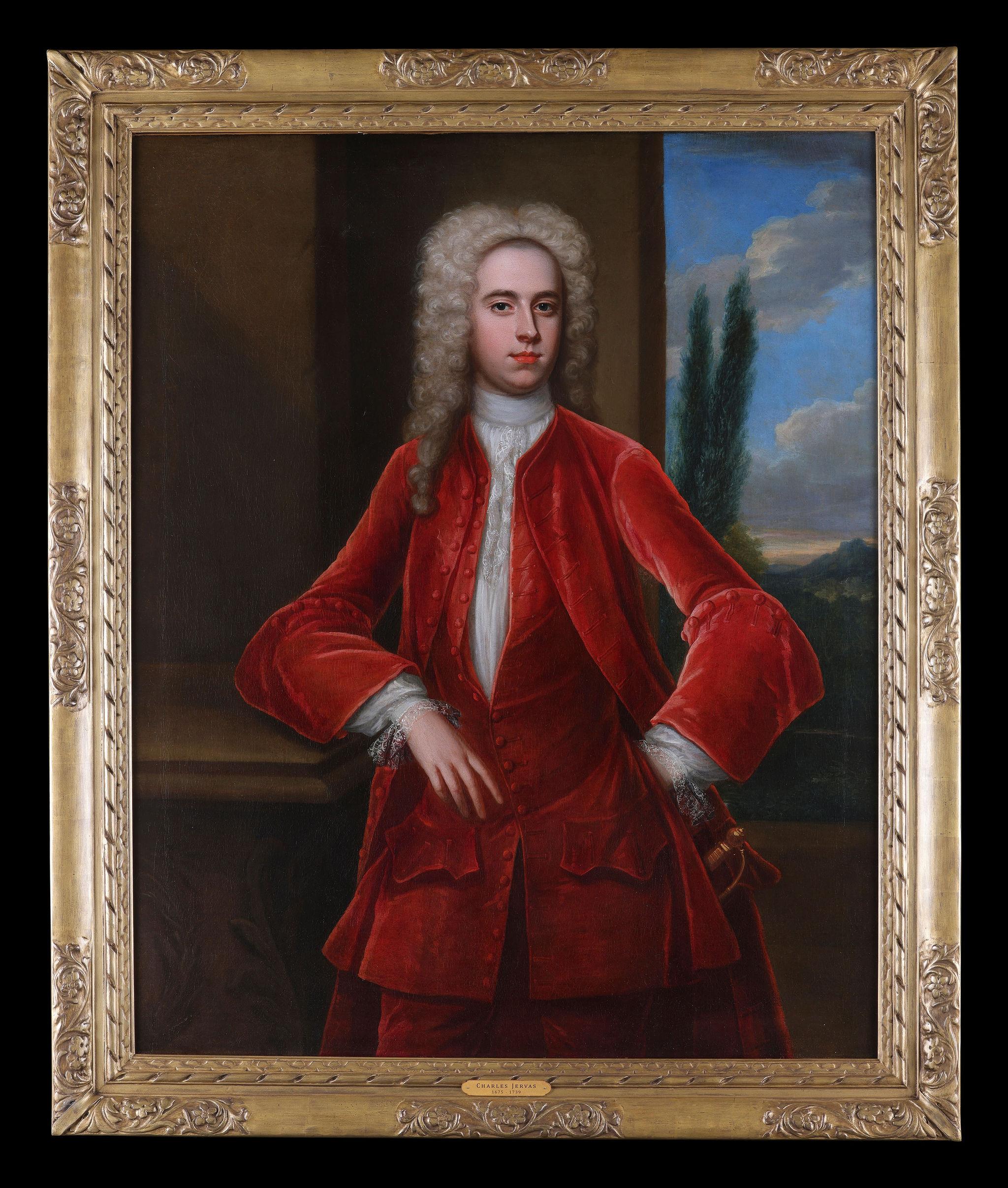 Charles Jervas Figurative Painting – Porträt eines Mannes, möglicherweise Arthur Viscount Irwin, Temple Newsam, Öl auf Leinwand