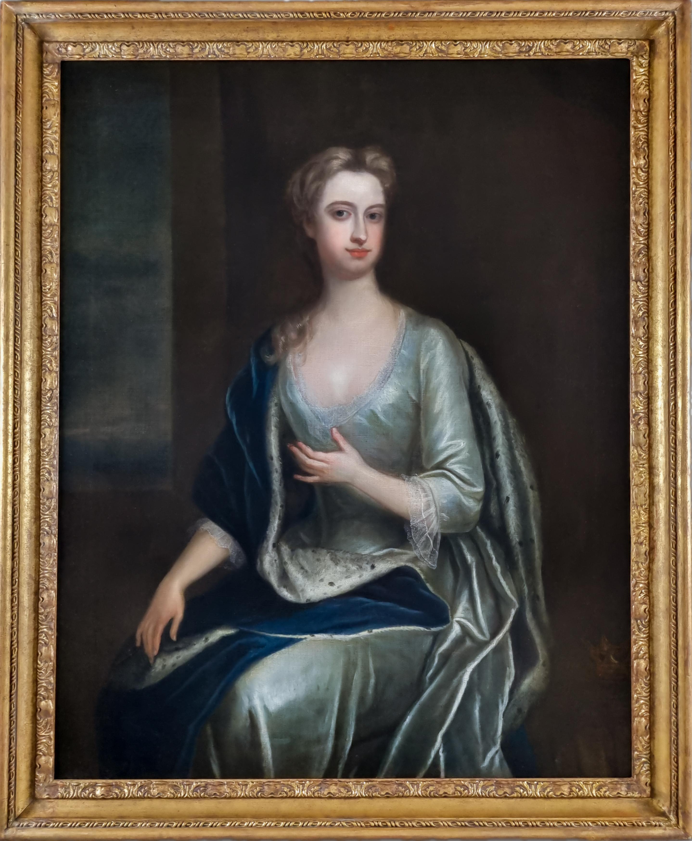 Ritratto di Frances, viscontessa Scudamore in abito d'argento e mantello blu