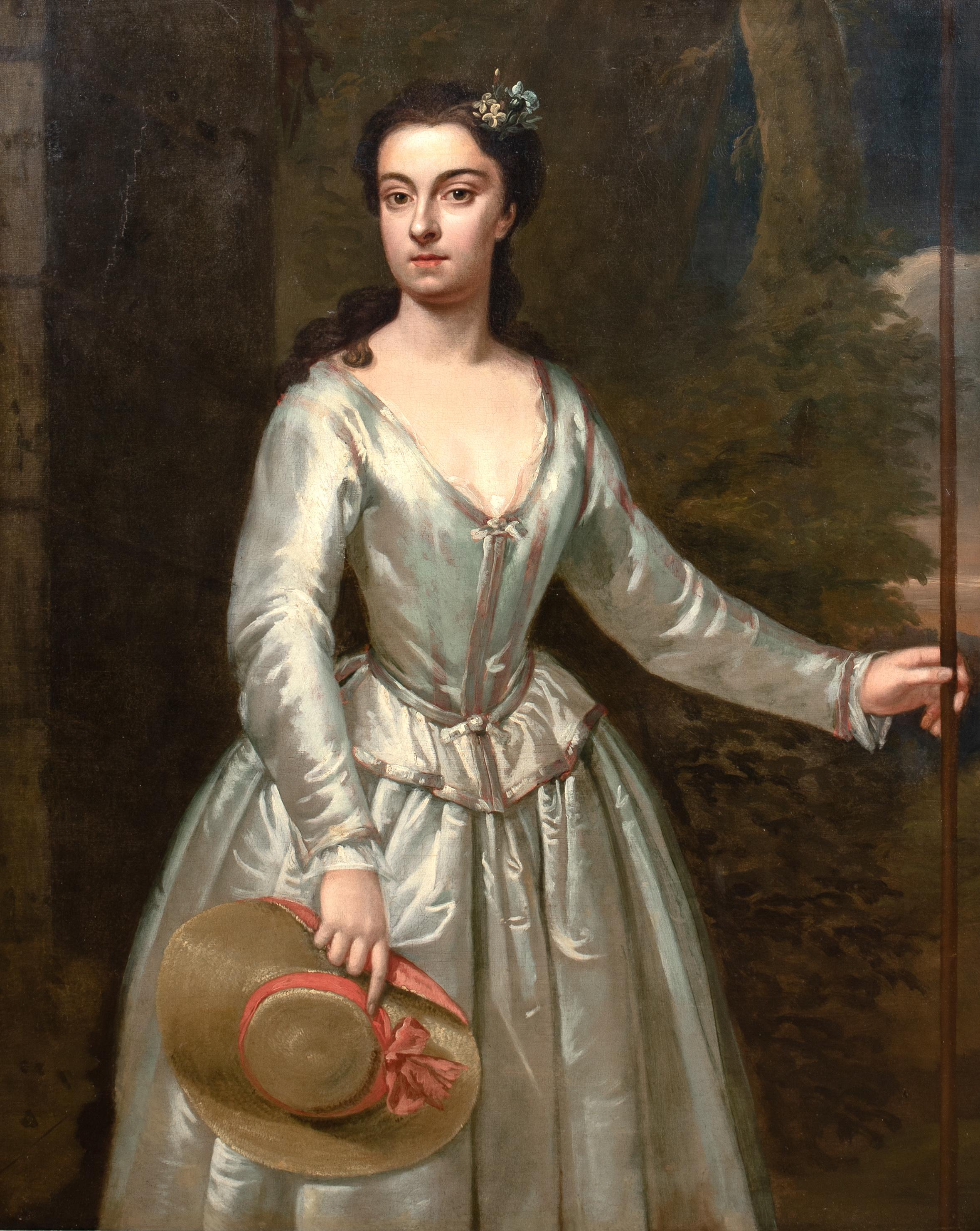 Portrait de Lady Margaret Hasting, en tant que bergère 18ème siècle  CHARLES JERVAS - Noir Portrait Painting par Charles Jervas