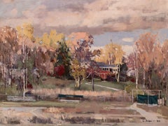 Peinture à l'huile originale de paysage : couleurs d'automne