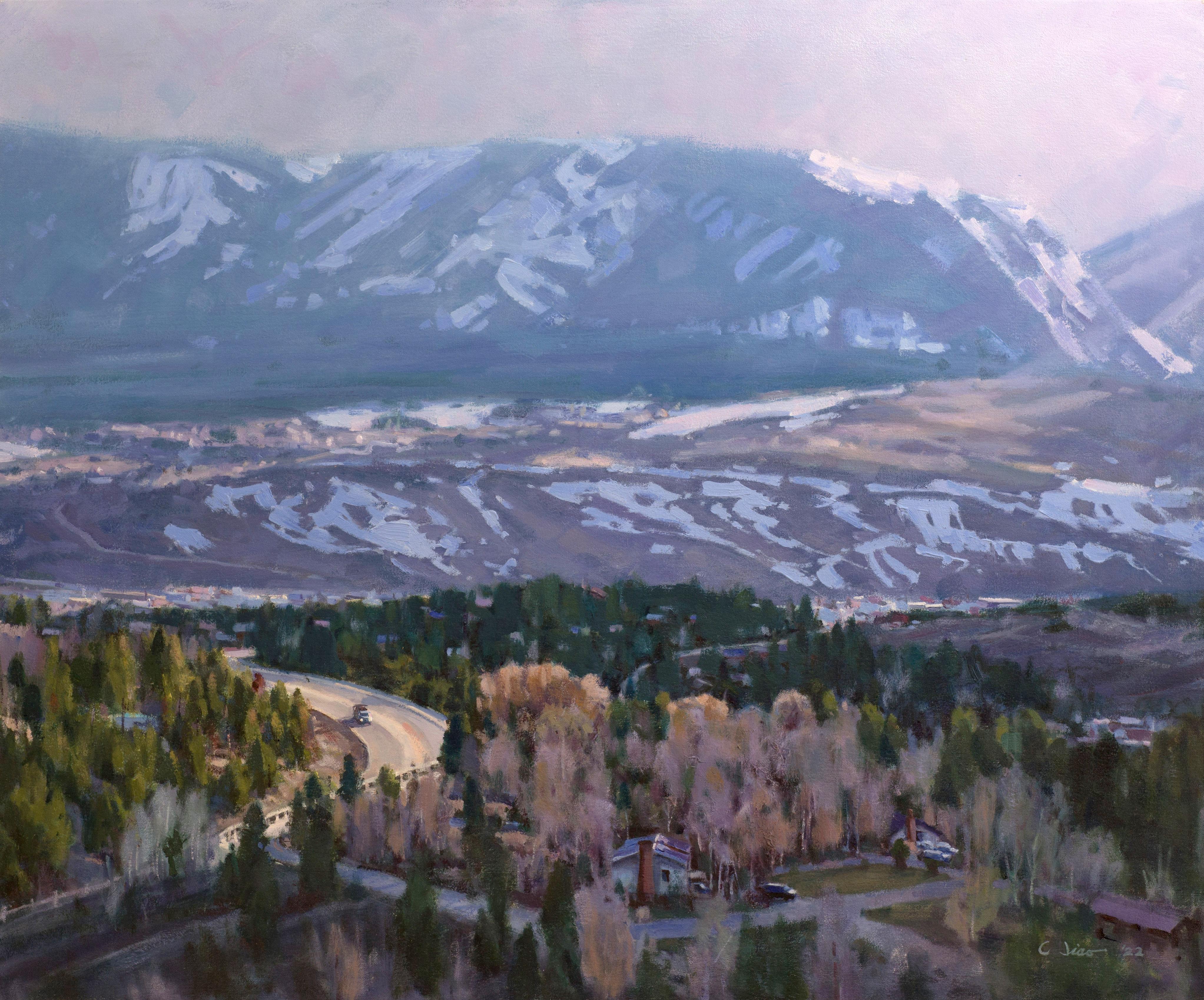 Landscape Painting Charles Jiao  - Peinture à l'huile originale : Le petit après-midi dans les montagnes