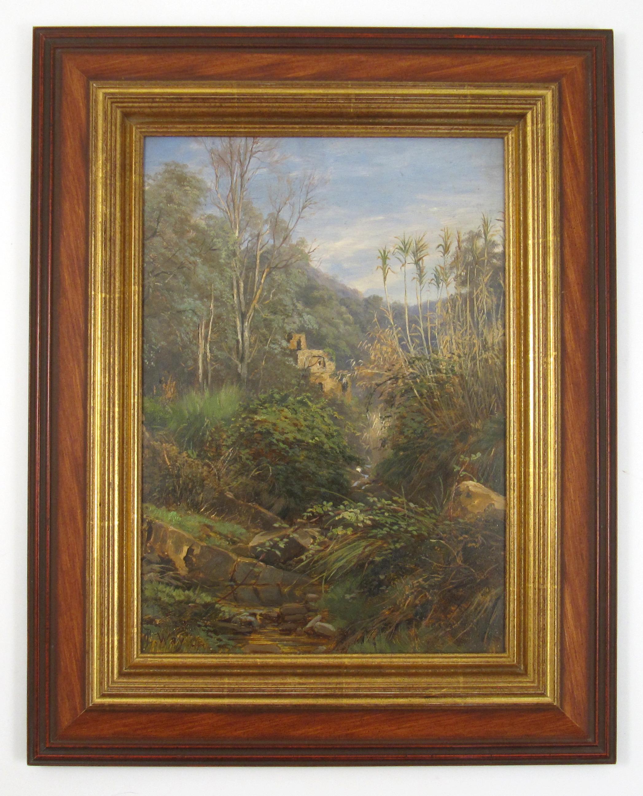 Stream above Ospedaletti, Italien, Ölgemälde, Charles Jones Way ( 1835 - 1919 im Angebot 1
