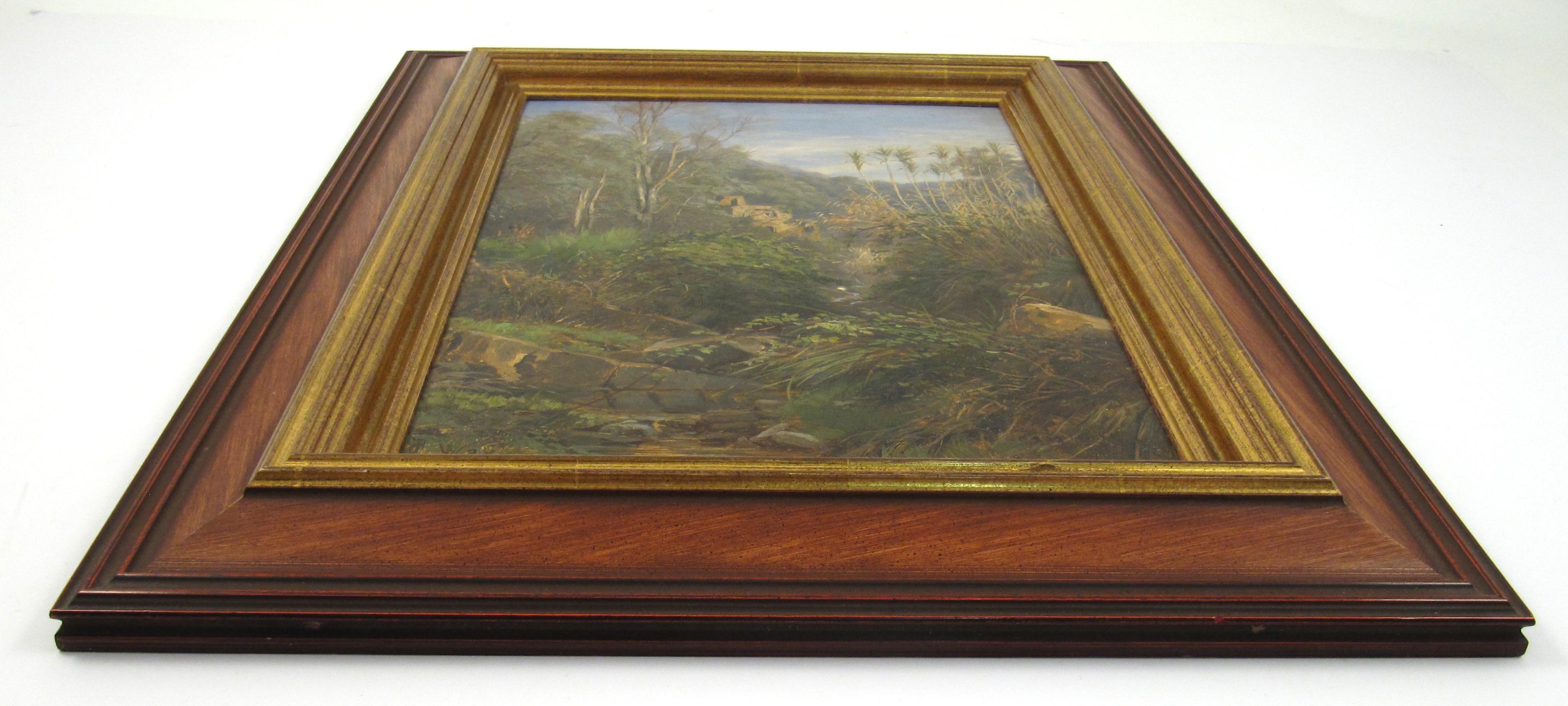 Charles Jones Way ( 1835 - 1919) Stream au-dessus d'Ospedaletti Italie Peinture à l'huile en vente 1