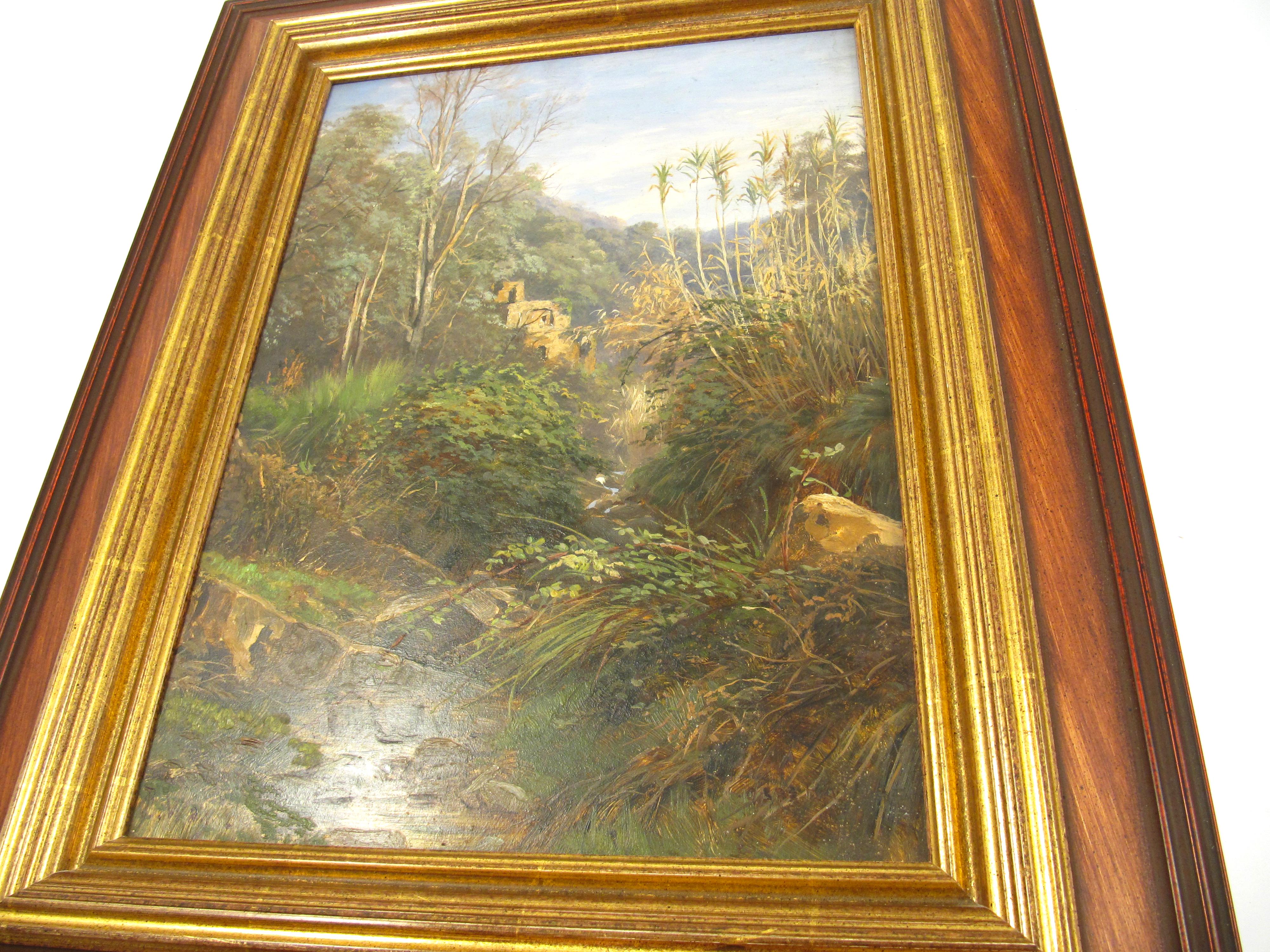 Charles Jones Way ( 1835 - 1919 ) Stream above Ospedaletti Italy Oil Painting For Sale 4