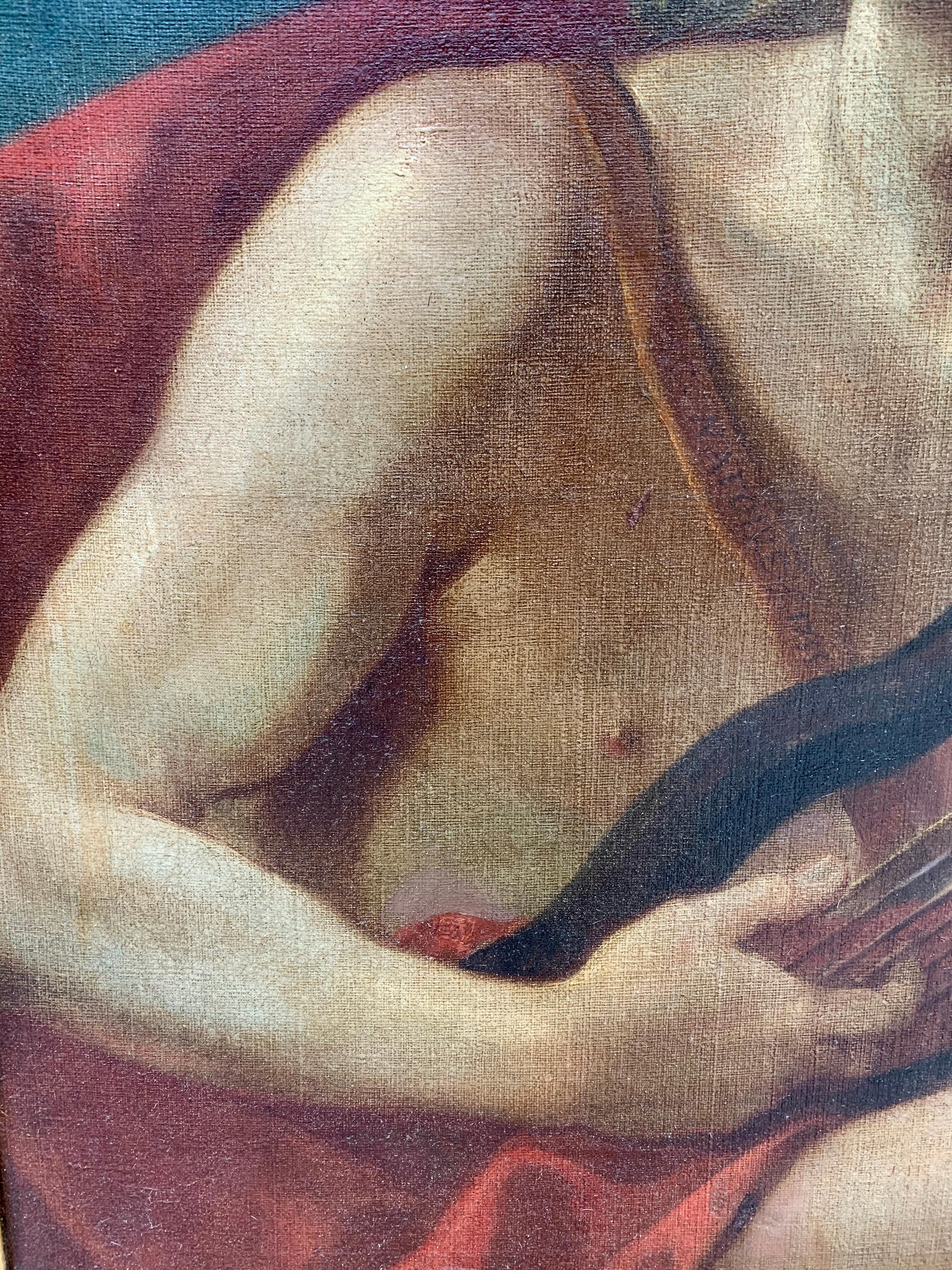 18th Century Natoire Painting of Apollo Semi-nude Playing a Lyre  1
