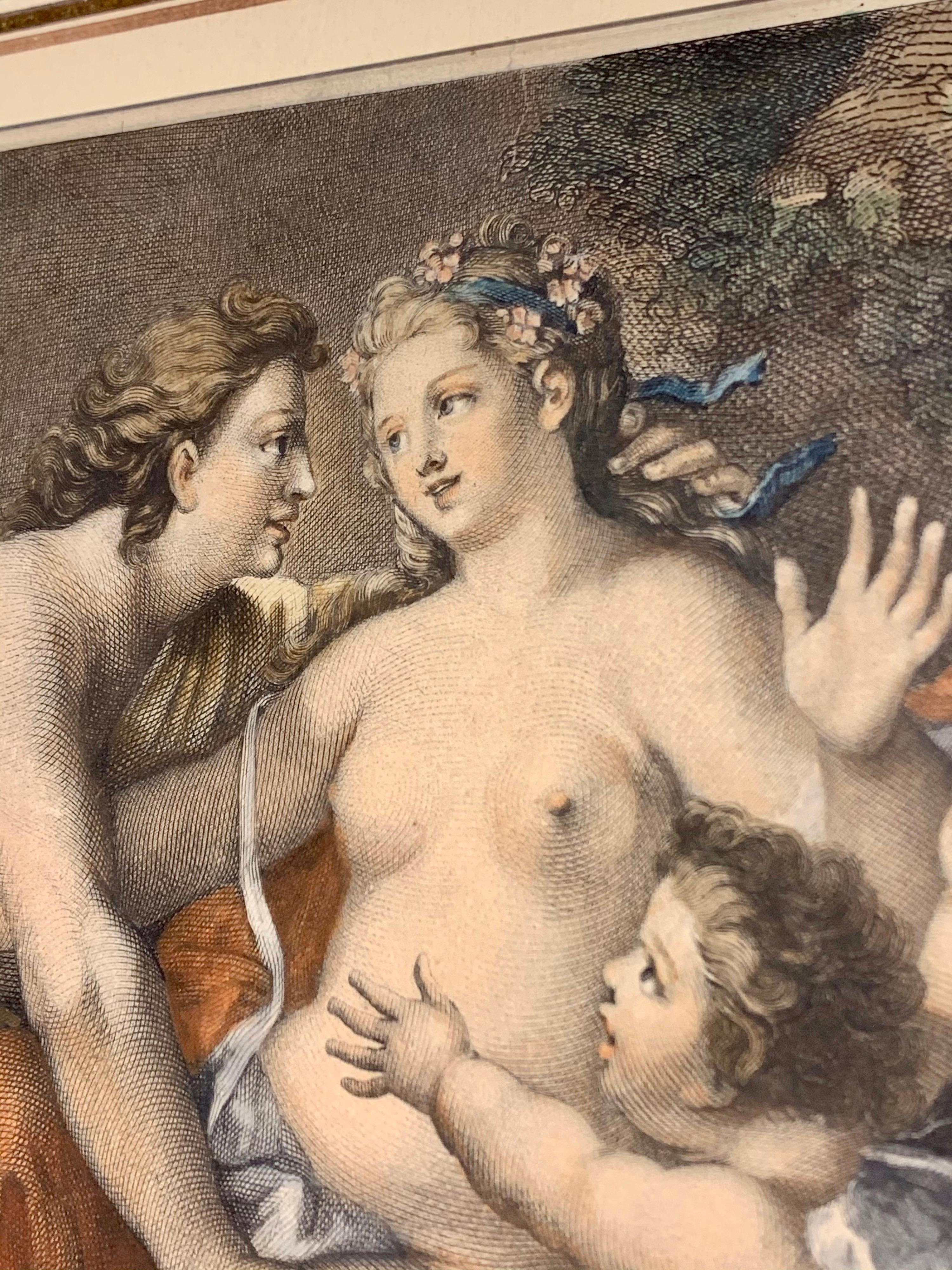 Pair of 18th Century French Hand Colored Engravings - Venus Aphrodithe Mythology 4