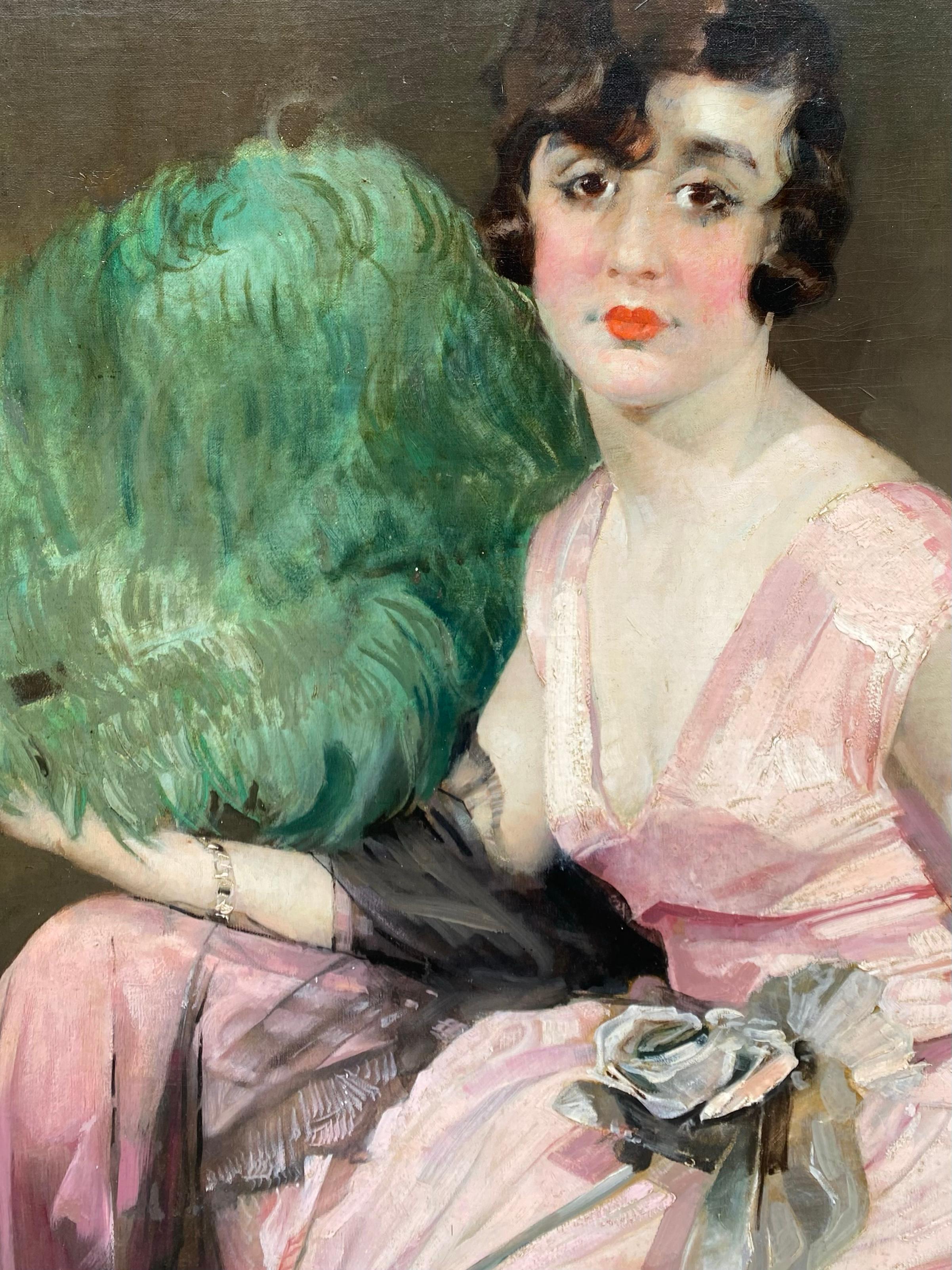 'Lady in Rose' by Charles Joseph Watelet ( 1867 – 1954 ) signed and dated 1924 For Sale 3