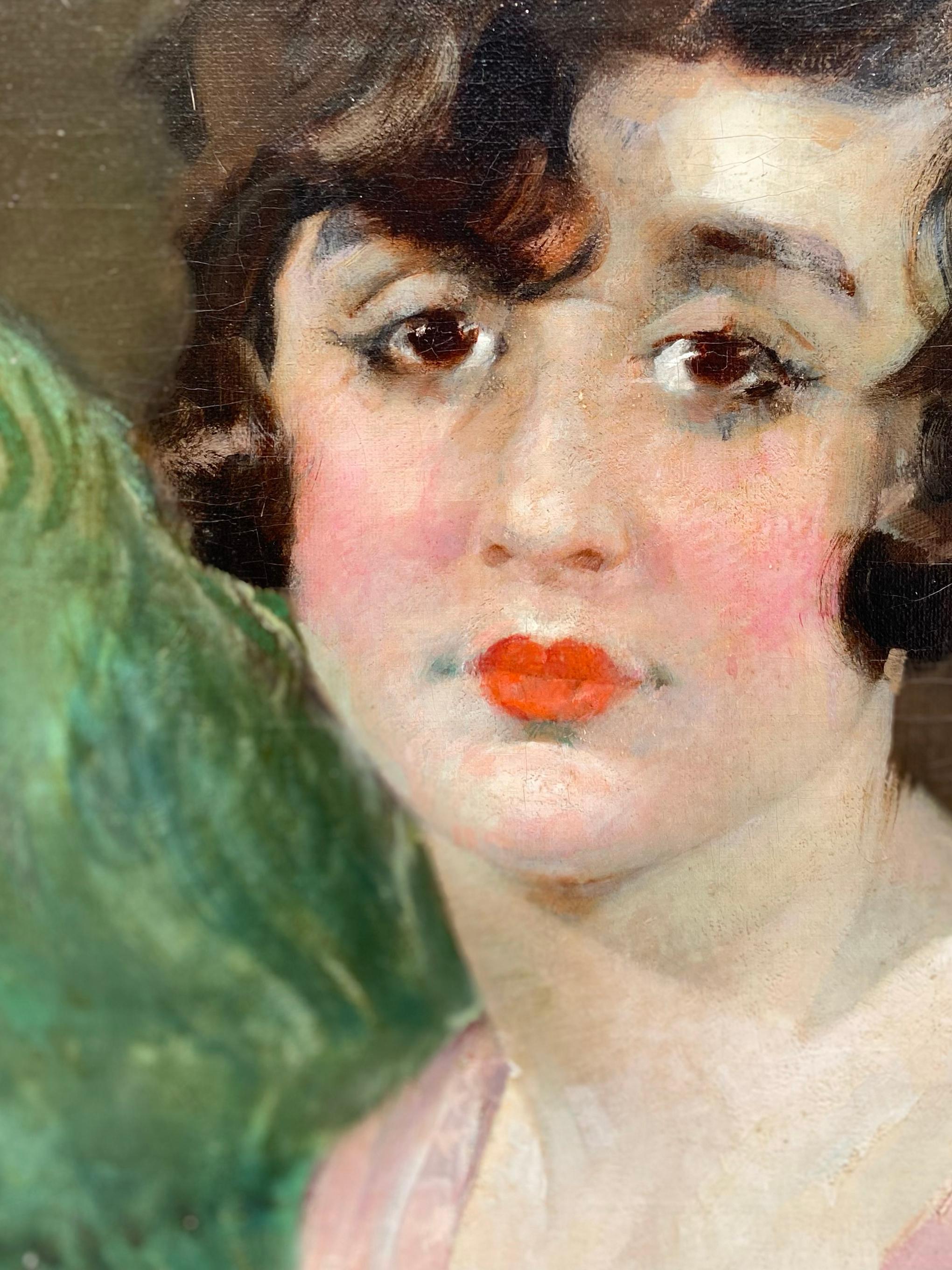 'Lady in Rose' by Charles Joseph Watelet ( 1867 – 1954 ) signed and dated 1924 For Sale 4