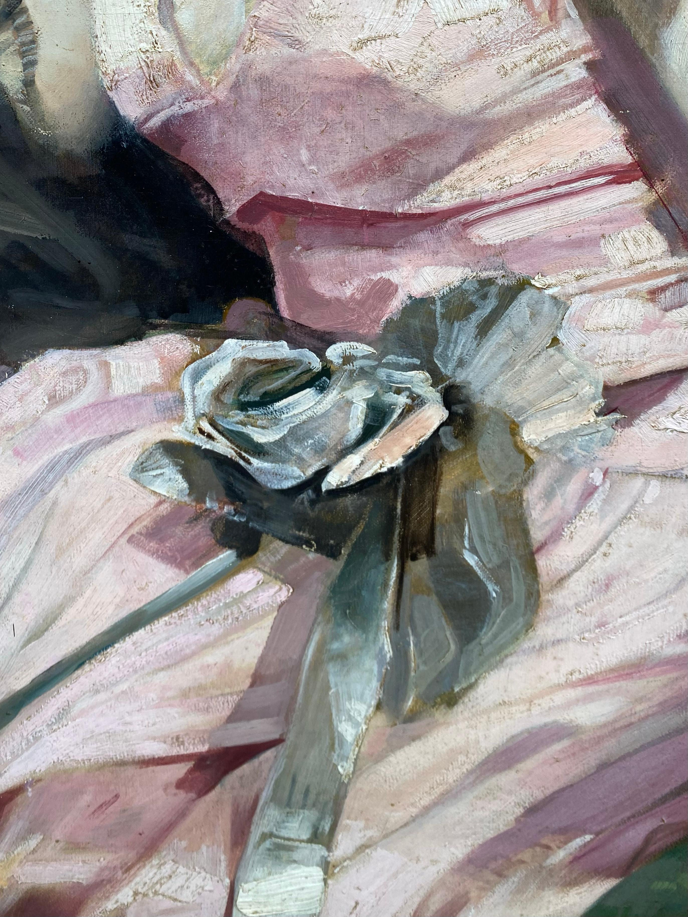 'Lady in Rose' by Charles Joseph Watelet ( 1867 – 1954 ) signed and dated 1924 For Sale 7