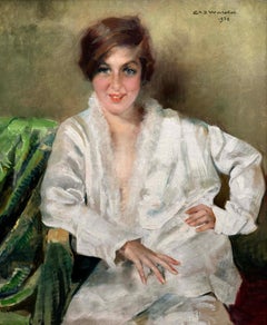 ' Lady in White ' de Charles Joseph Watelet ( Whiting 1867 - 1954 Bruxelles )