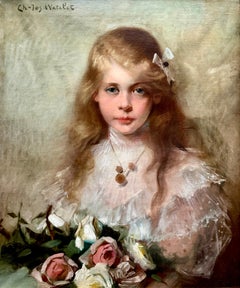 Mädchen mit Rosen" von Charles Joseph Watelet (1867 - 1954)