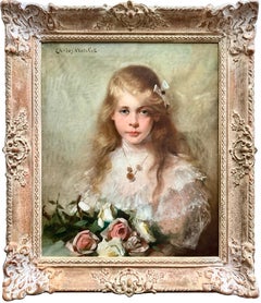 Mädchen mit Rosen" von Charles Joseph Watelet (1867 - 1954)