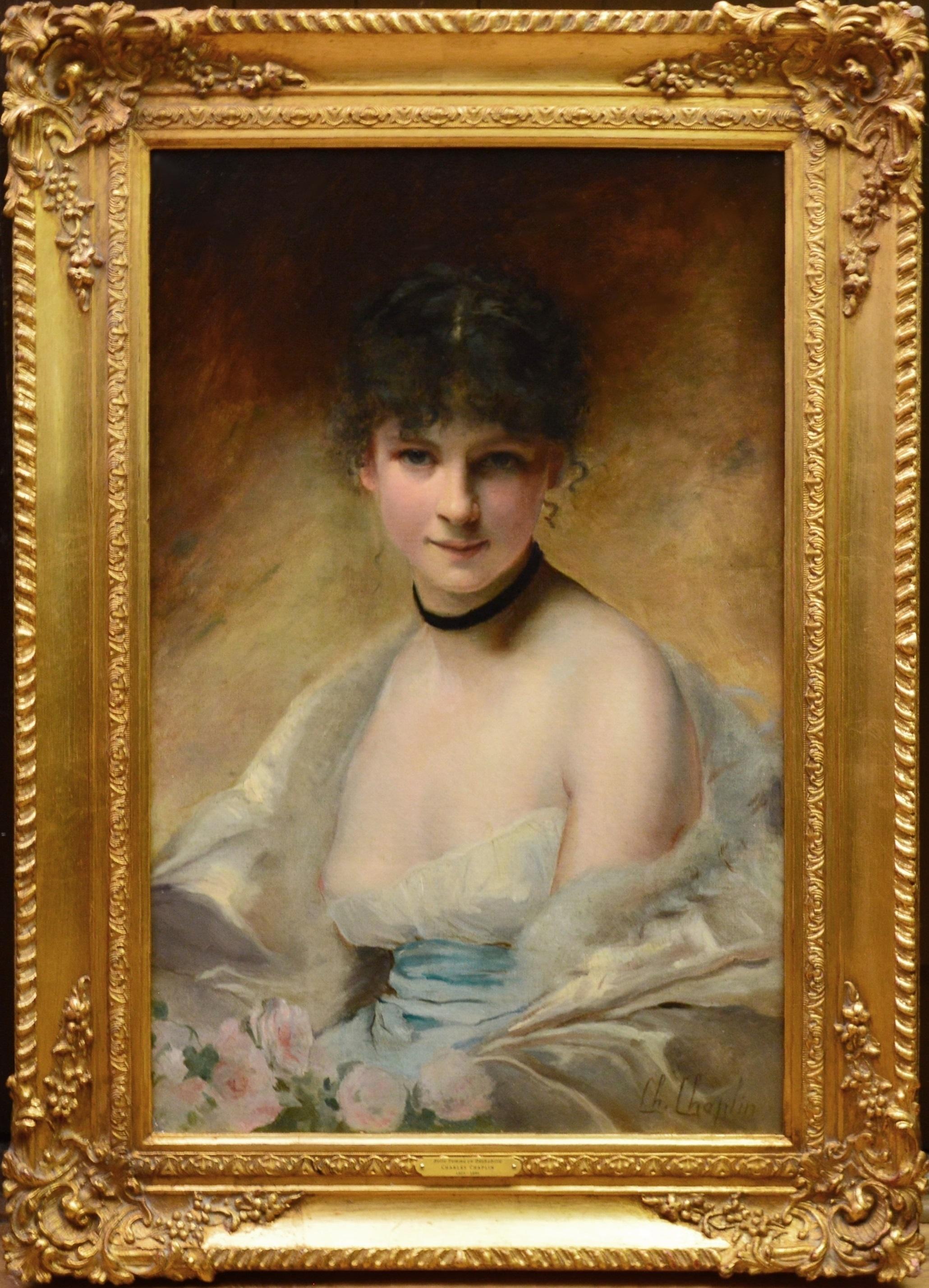Charles Joshua Chaplin Portrait Painting - Belle Femme en Déshabillé - 19th Century French Portrait of Young Society Beauty