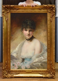 Belle Femme en Déshabillé - 19th Century French Salon Portrait of Society Beauty