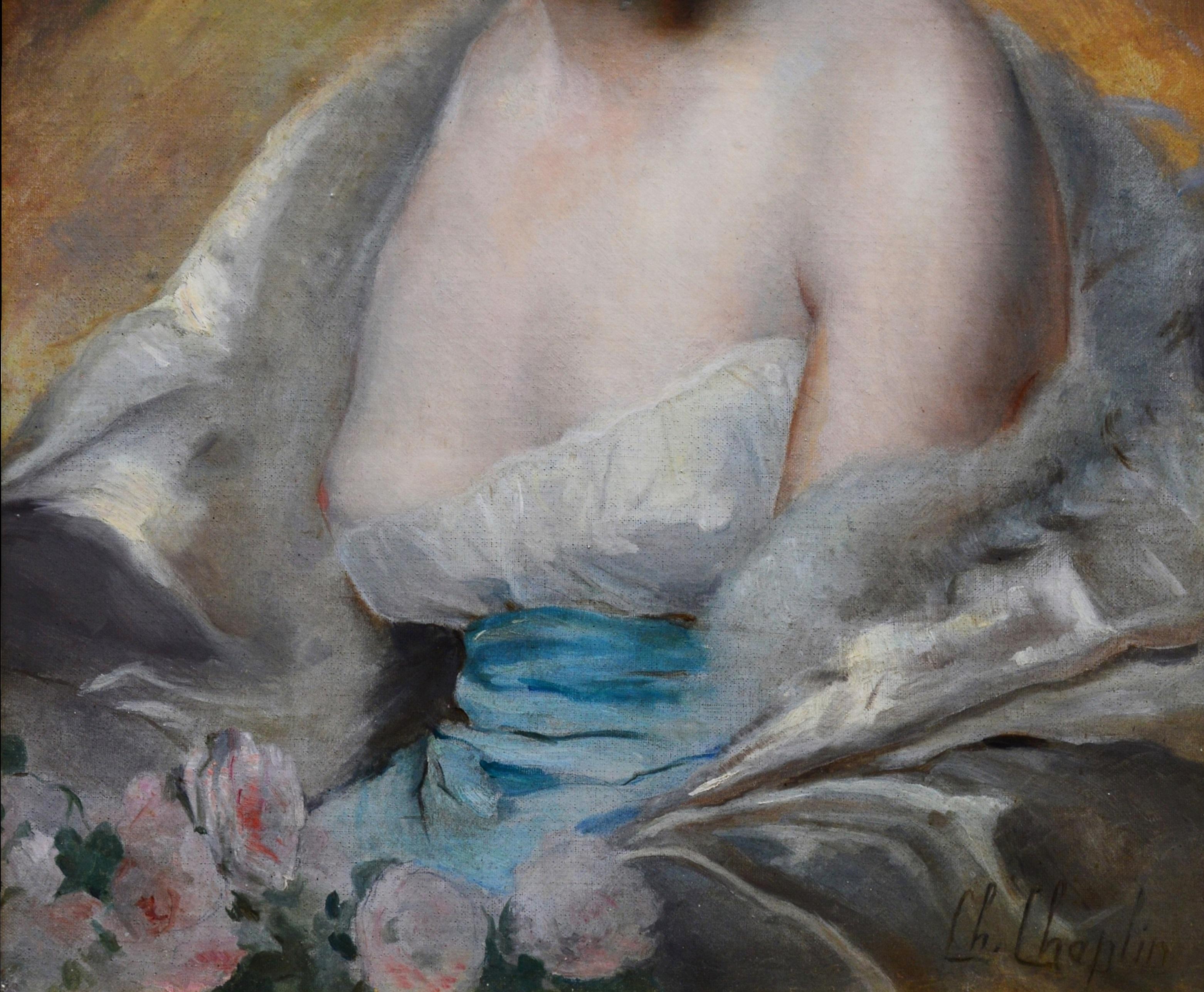 Belle Femme en Déshabillé - 19th Century French Salon Portrait of Society Beauty - Academic Painting by Charles Joshua Chaplin