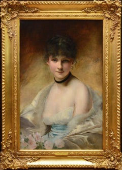 Belle Femme en Déshabillé - 19th Century French Salon Portrait of Society Beauty