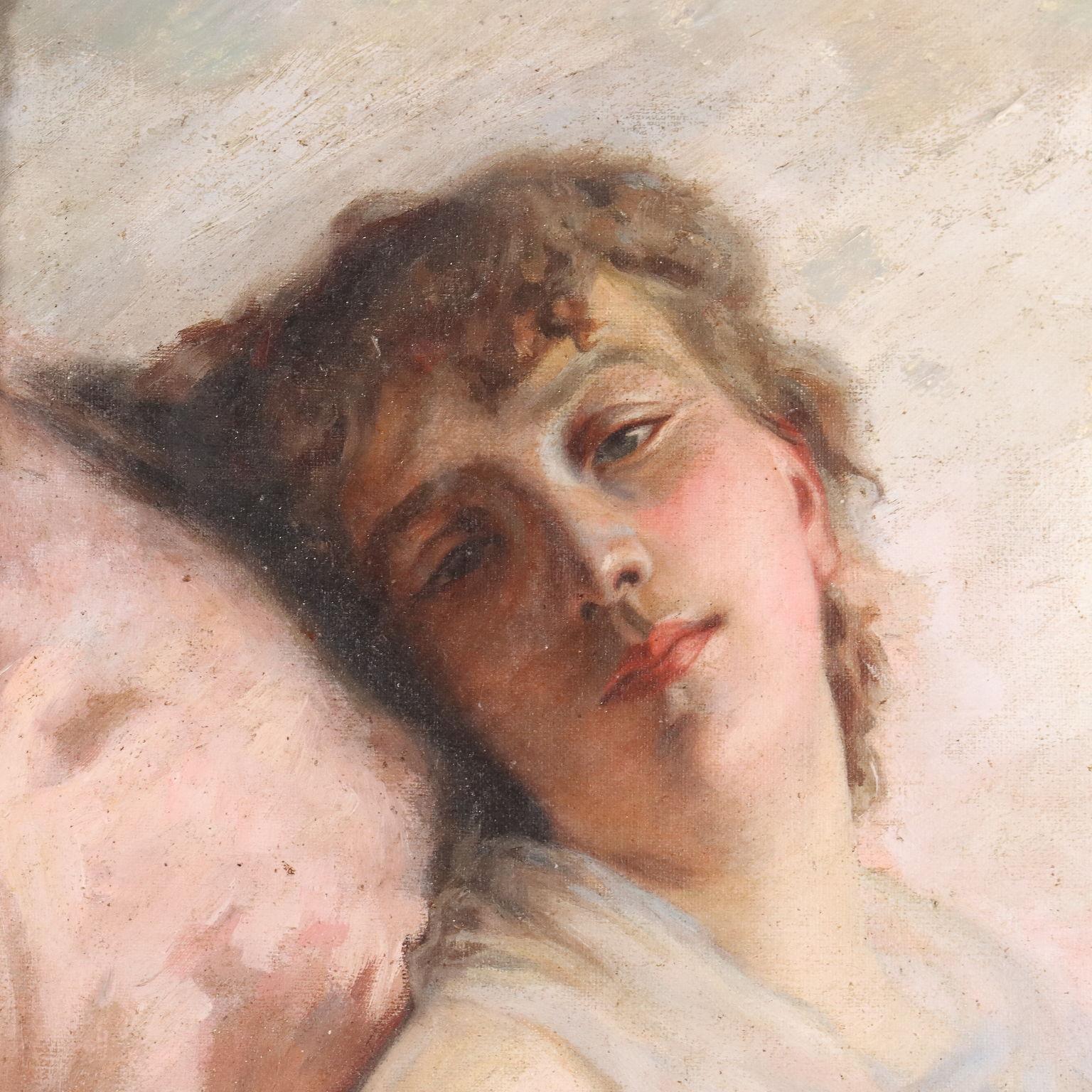 Ritratto femminile, Olio su tela Francia XIX secolo - Painting Altro stile artistico di Charles Joshua Chaplin