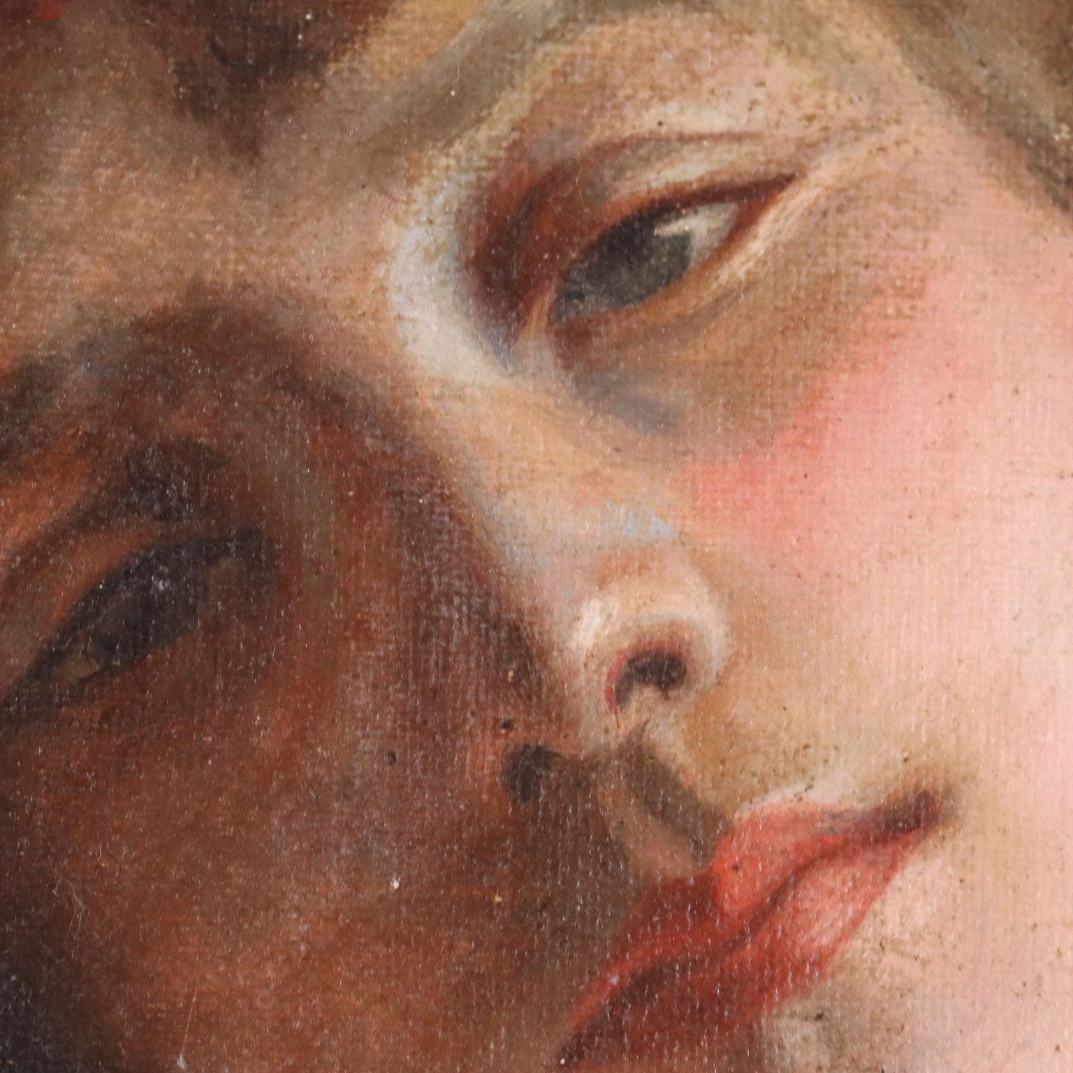Ritratto femminile, Olio su tela Francia XIX secolo - Portrait Painting Beige di Charles Joshua Chaplin