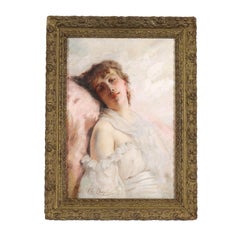 Portrait de femme féminine, huile sur toile, France, XIXe siècle