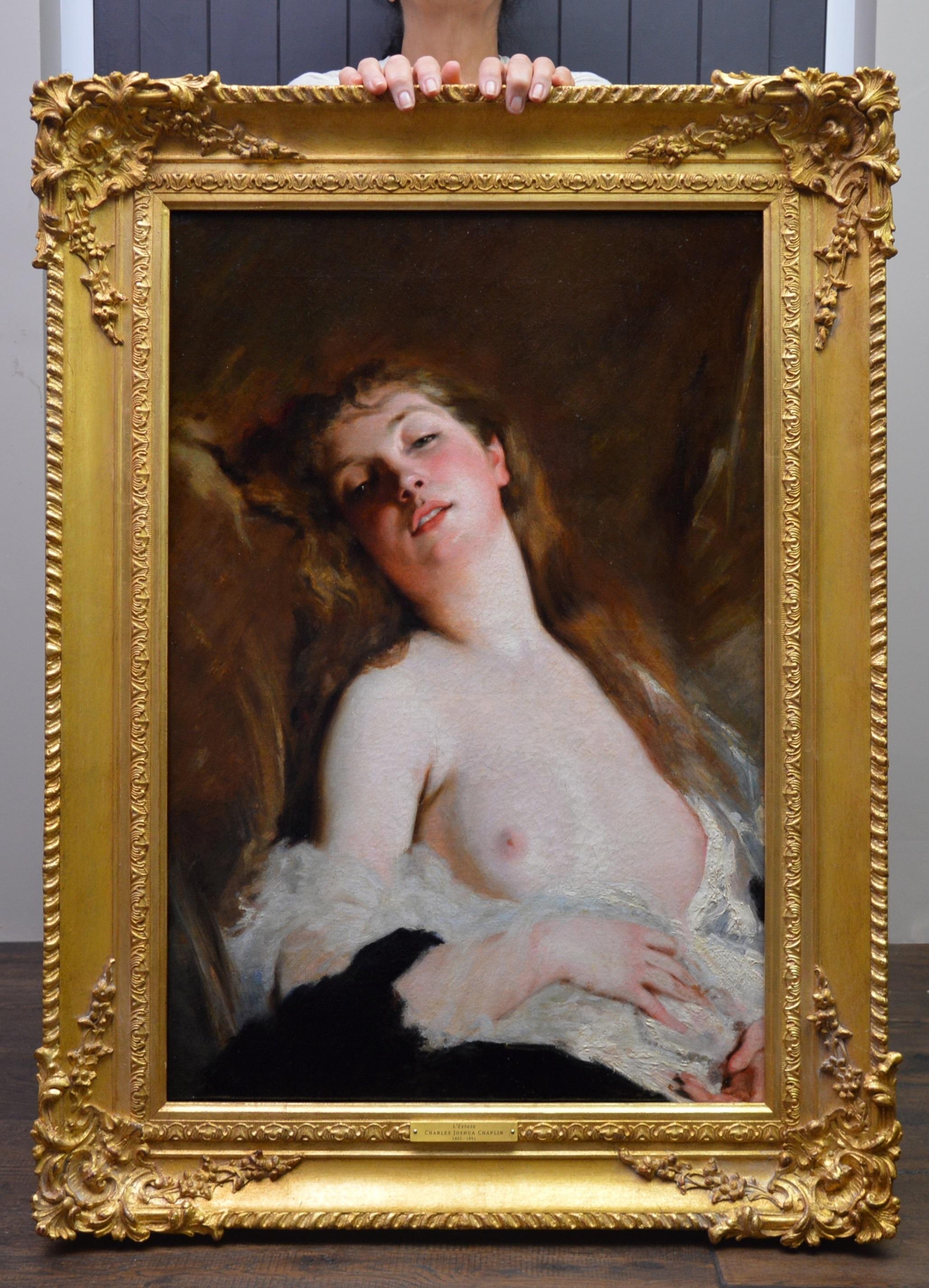 Charles Joshua Chaplin Nude Painting - L'Extase - 19th Century French Portrait Oil Painting of Belle Epoque Nude