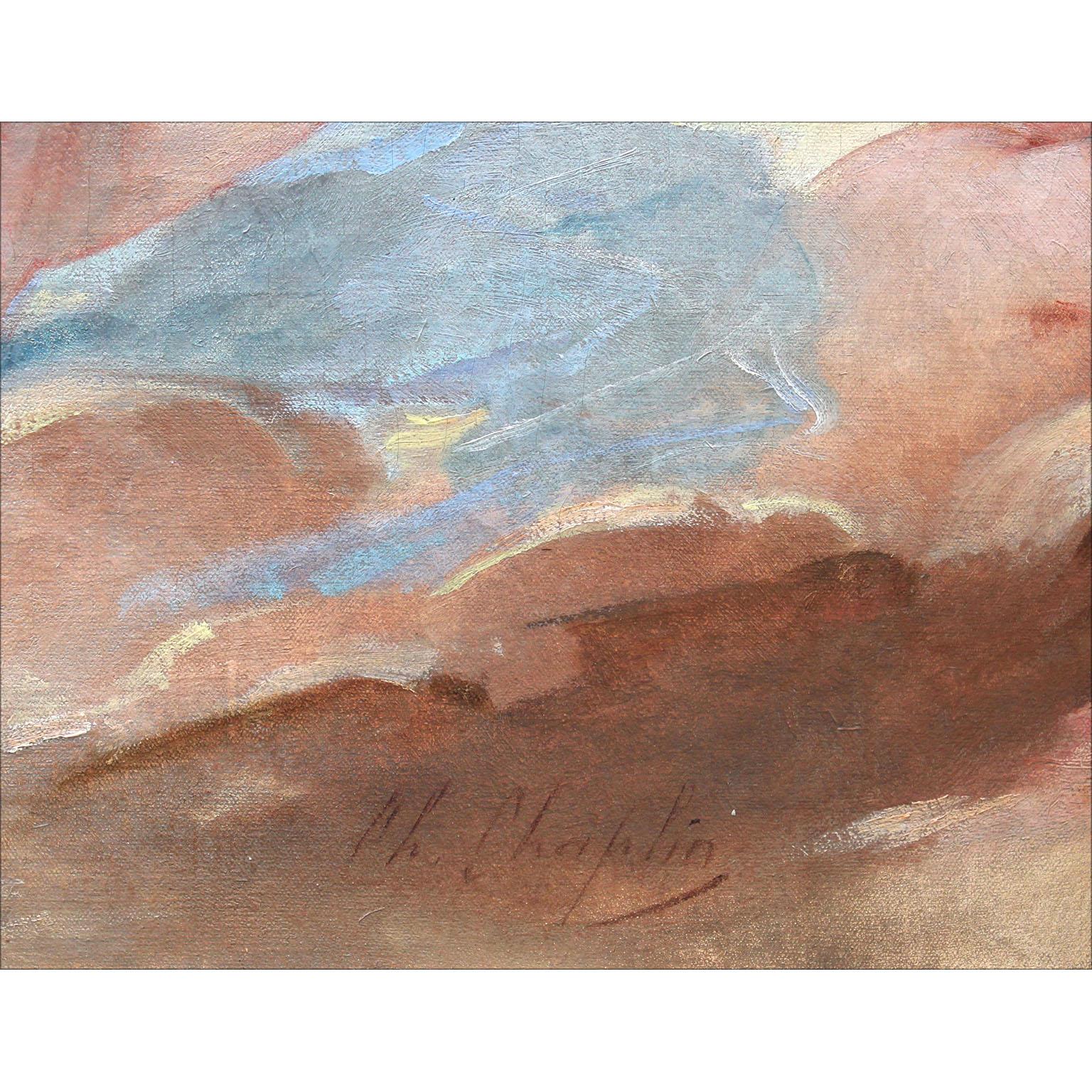 Pair 19th Century French Whimsical Oil on Canvas  