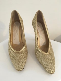 Charles Jourdan 1980s Gold Pumps Size 7M.