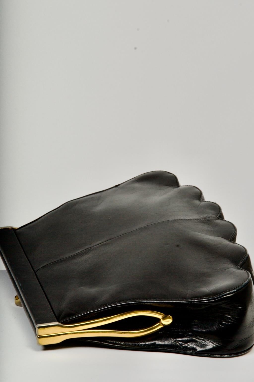 Charles Jourdan Black Leather Clutch In Good Condition For Sale In Alford, MA