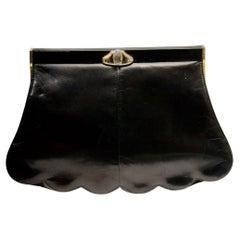 Retro Charles Jourdan Black Leather Clutch