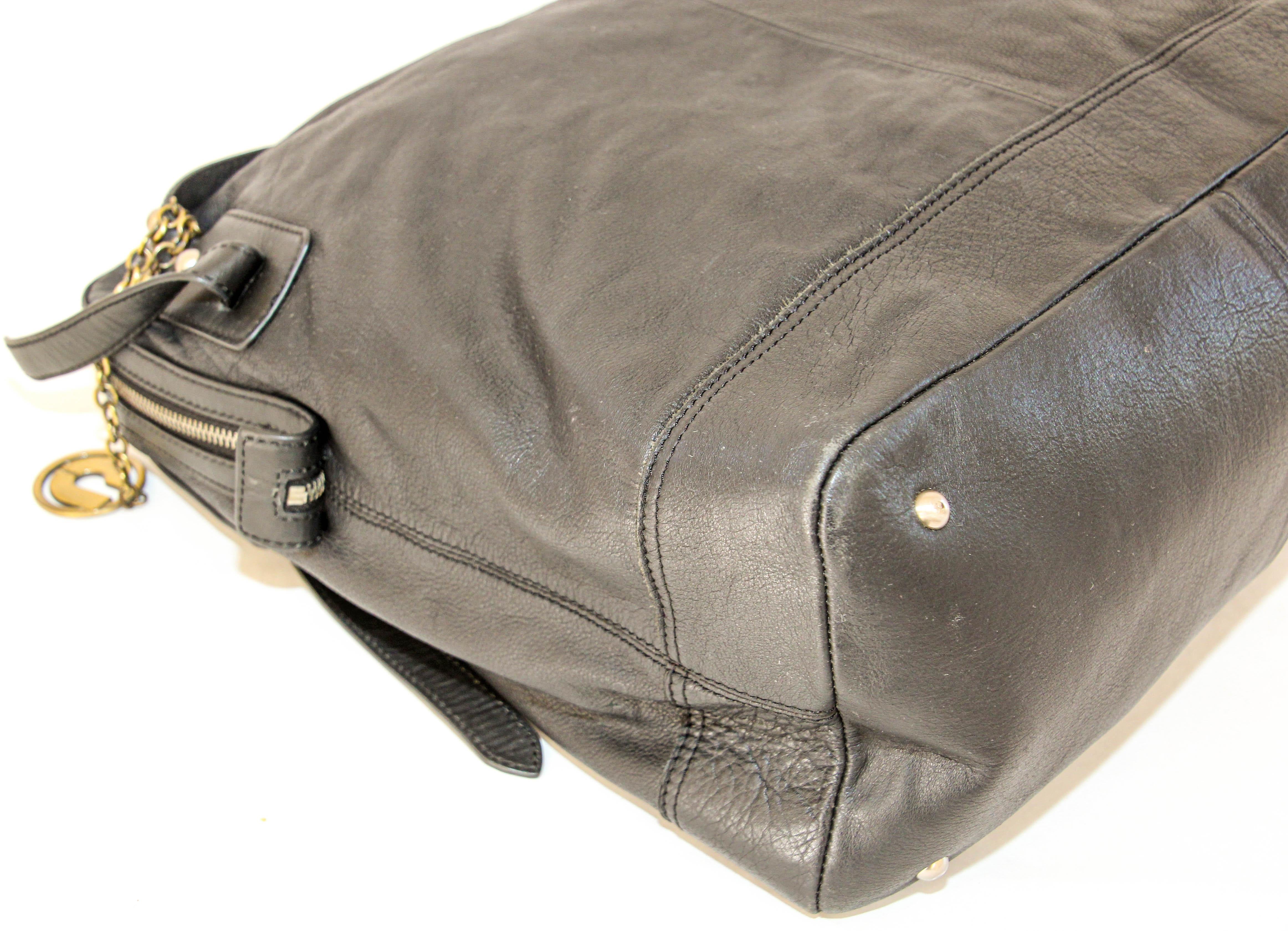 Charles Jourdan Black Leather Satchel Handle Computer Bag For Sale 6