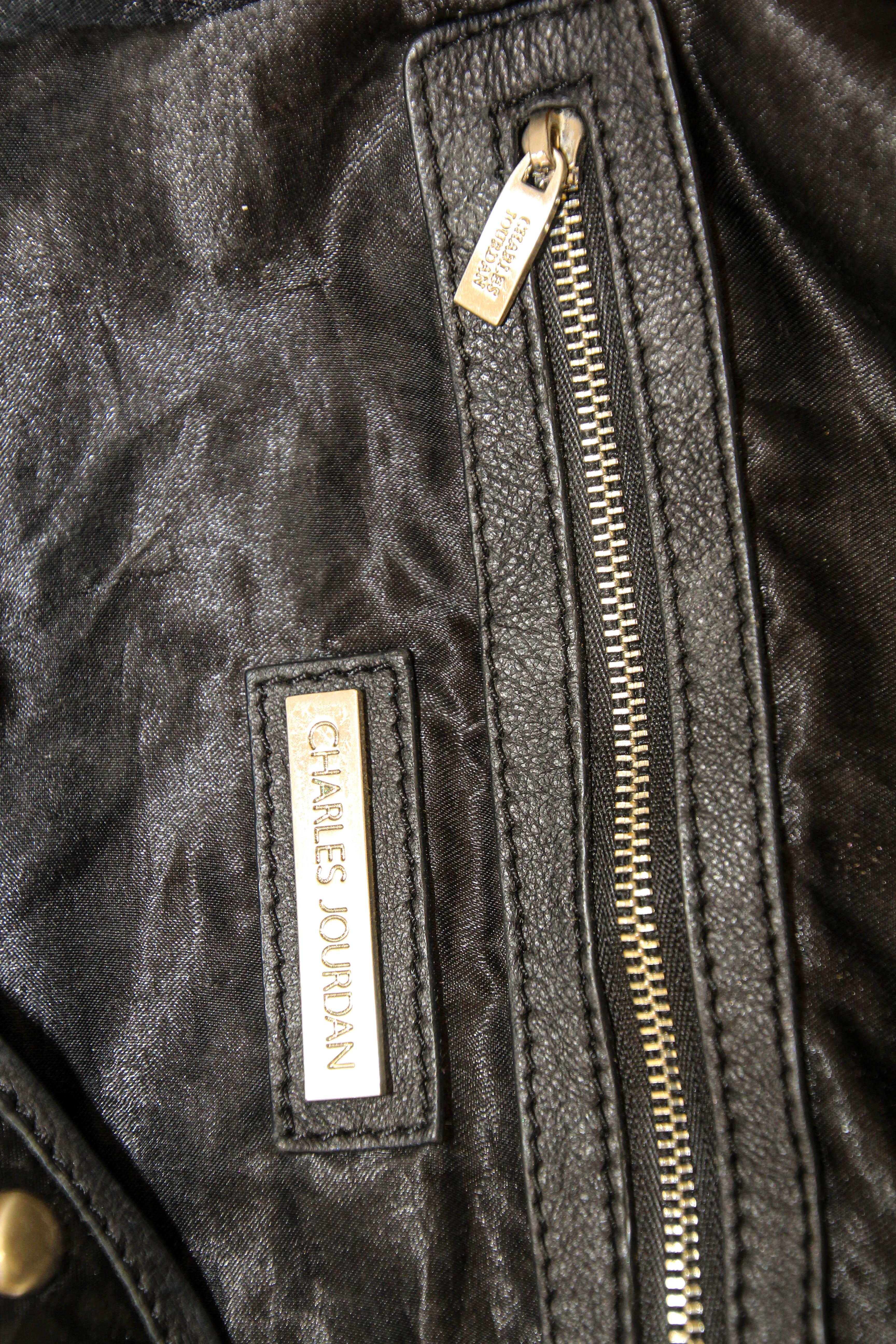 Charles Jourdan Black Leather Satchel Handle Computer Bag For Sale 7